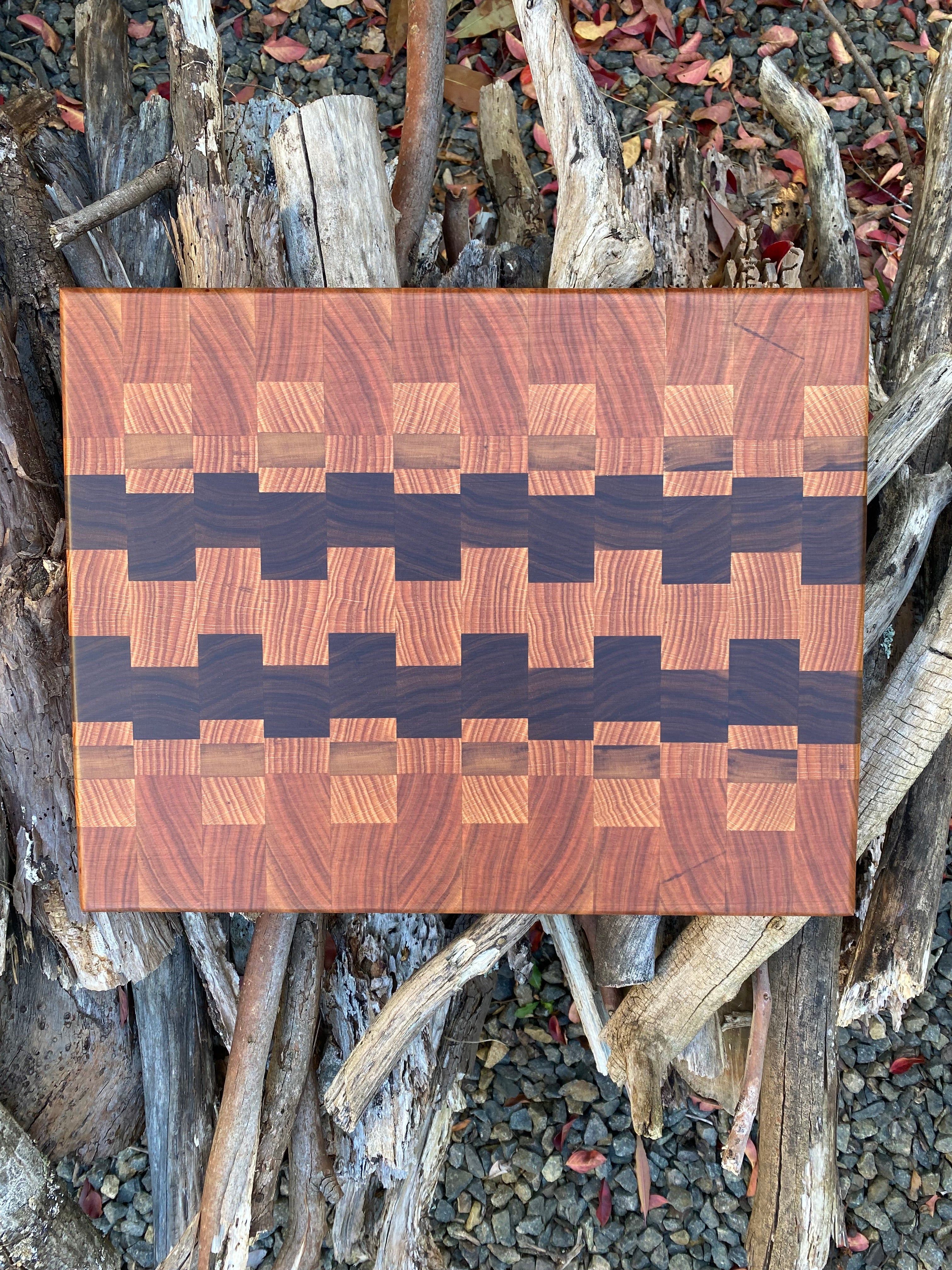 Handcrafted End-Grain Chopping Board with Cherry, Black Walnut & American Oak