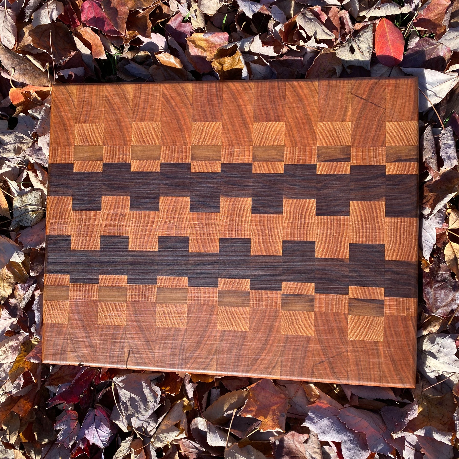 Handcrafted End-Grain Chopping Board with Cherry, Black Walnut & American Oak