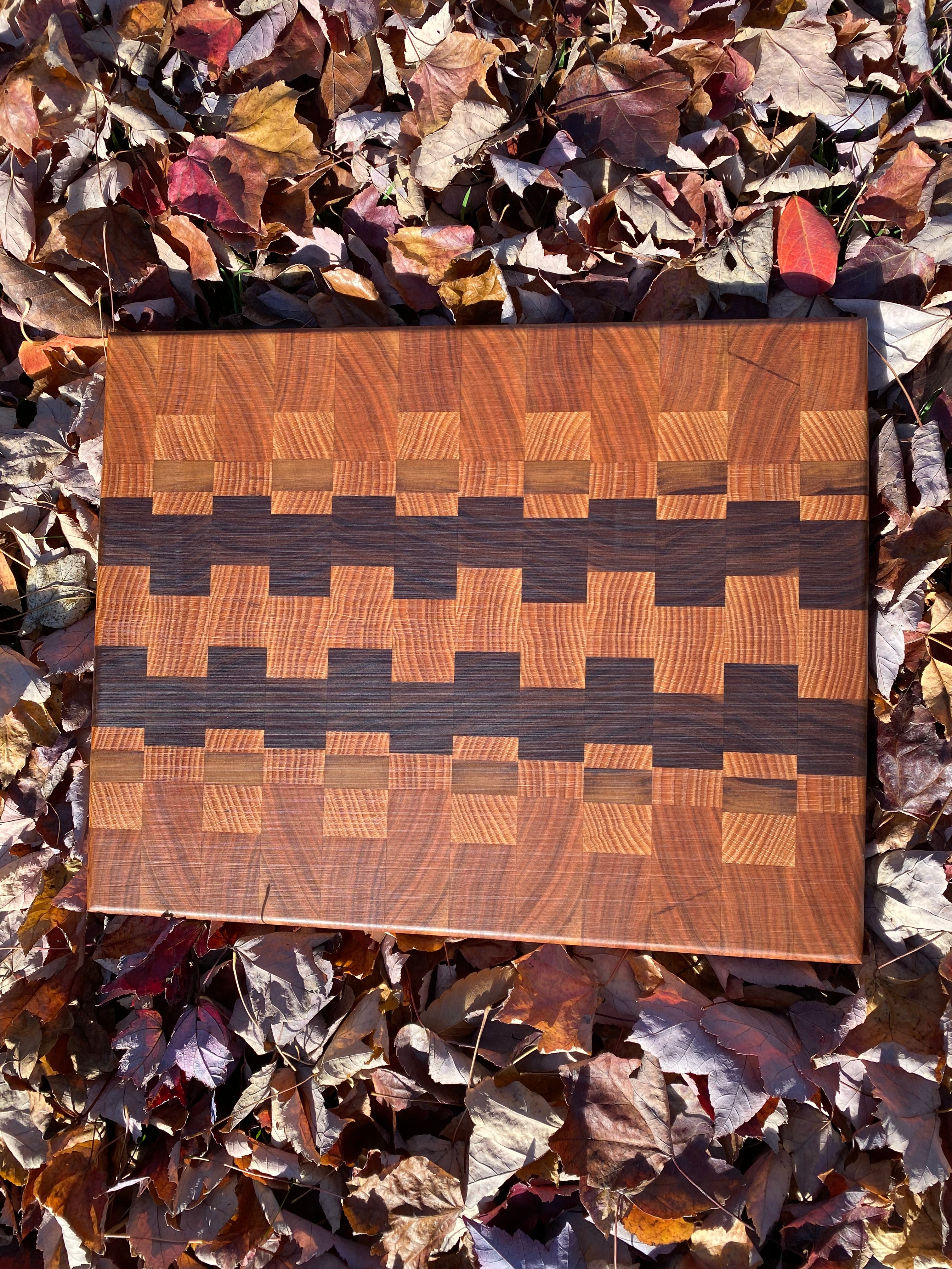 Handcrafted End-Grain Chopping Board with Cherry, Black Walnut & American Oak