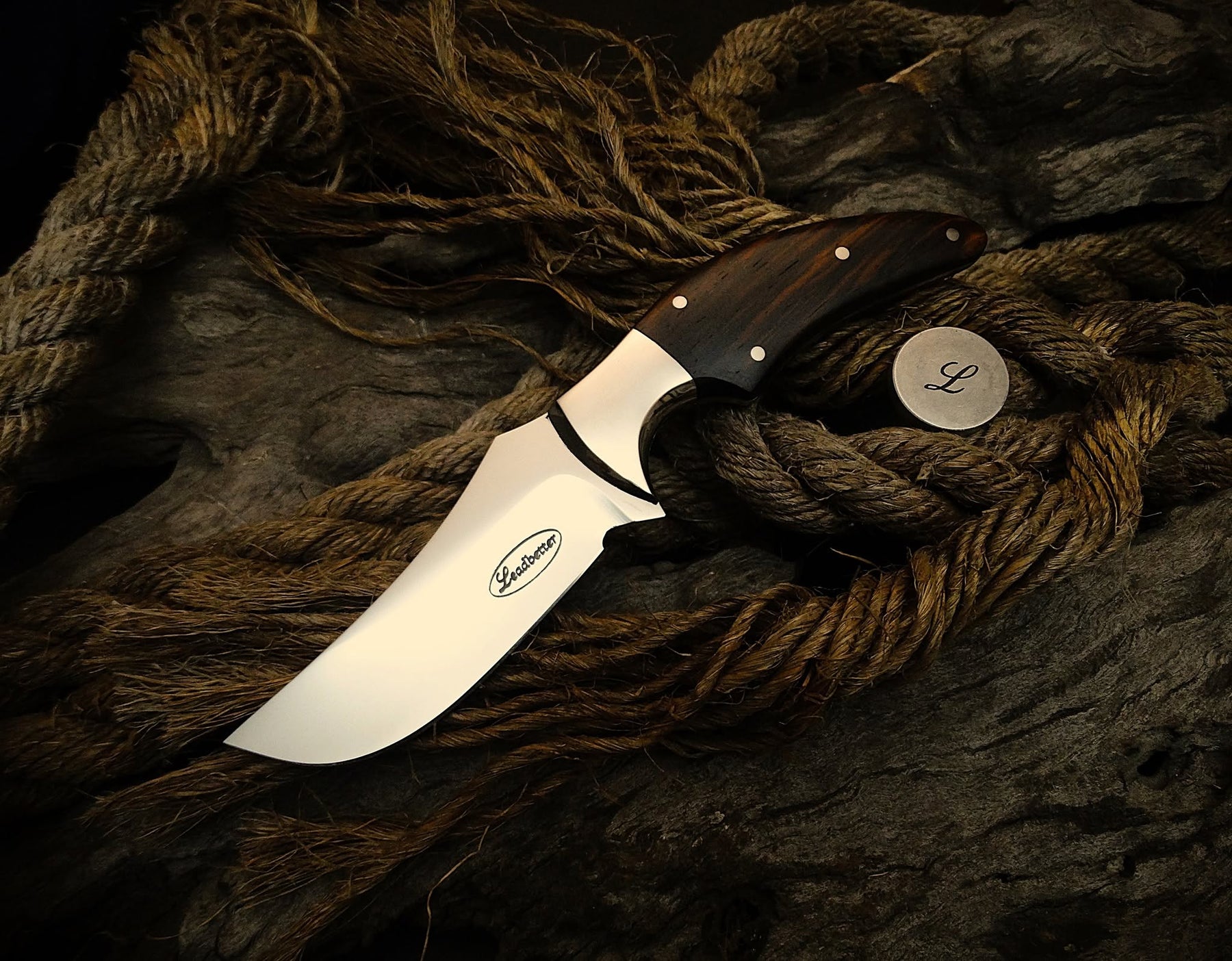 Outdoor camping 440c fixed blade knife leather sheath crocodile skin