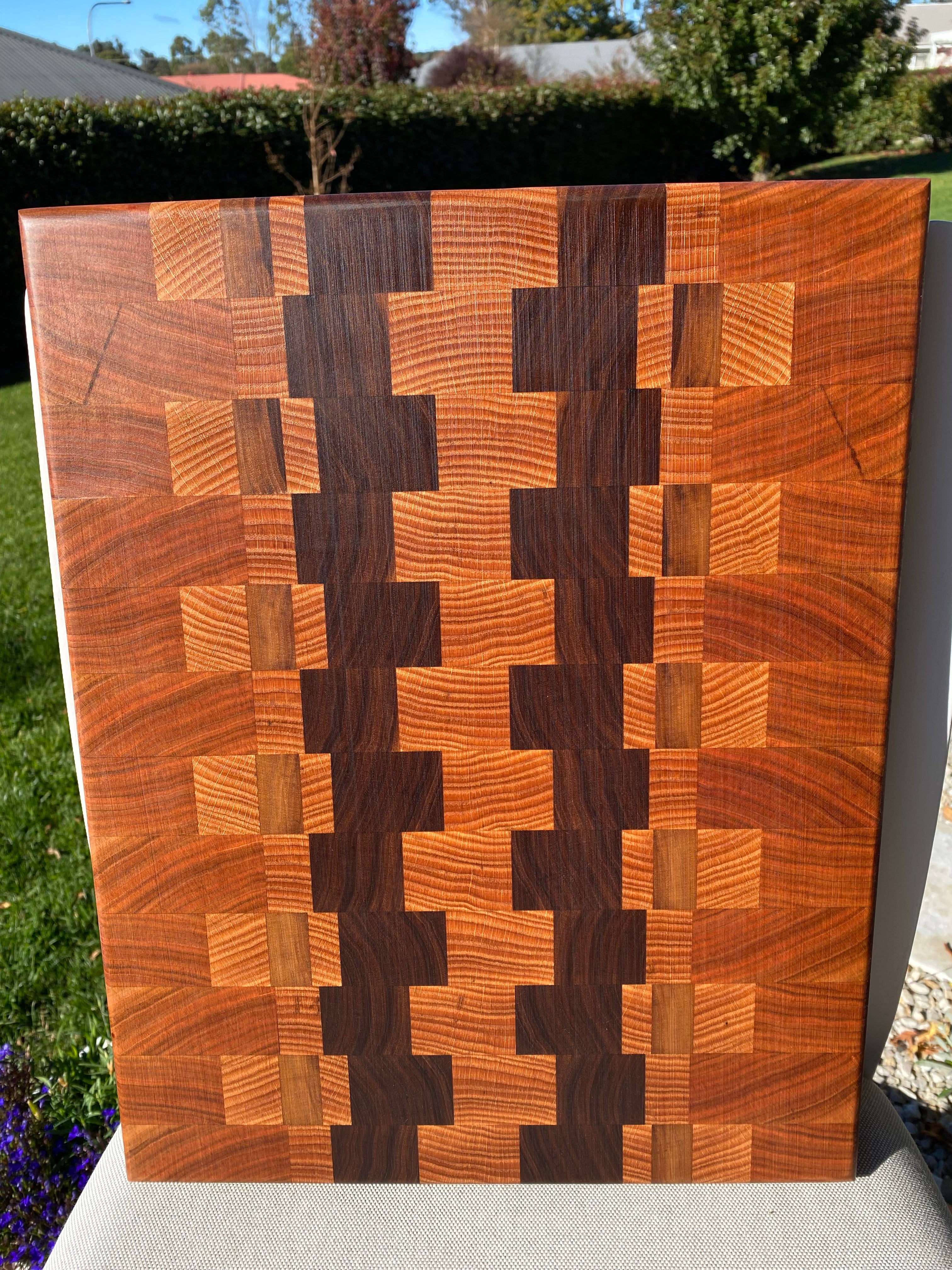 Handcrafted End-Grain Chopping Board with Cherry, Black Walnut & American Oak