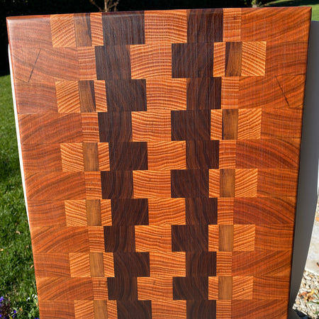 Handcrafted End-Grain Chopping Board with Cherry, Black Walnut & American Oak
