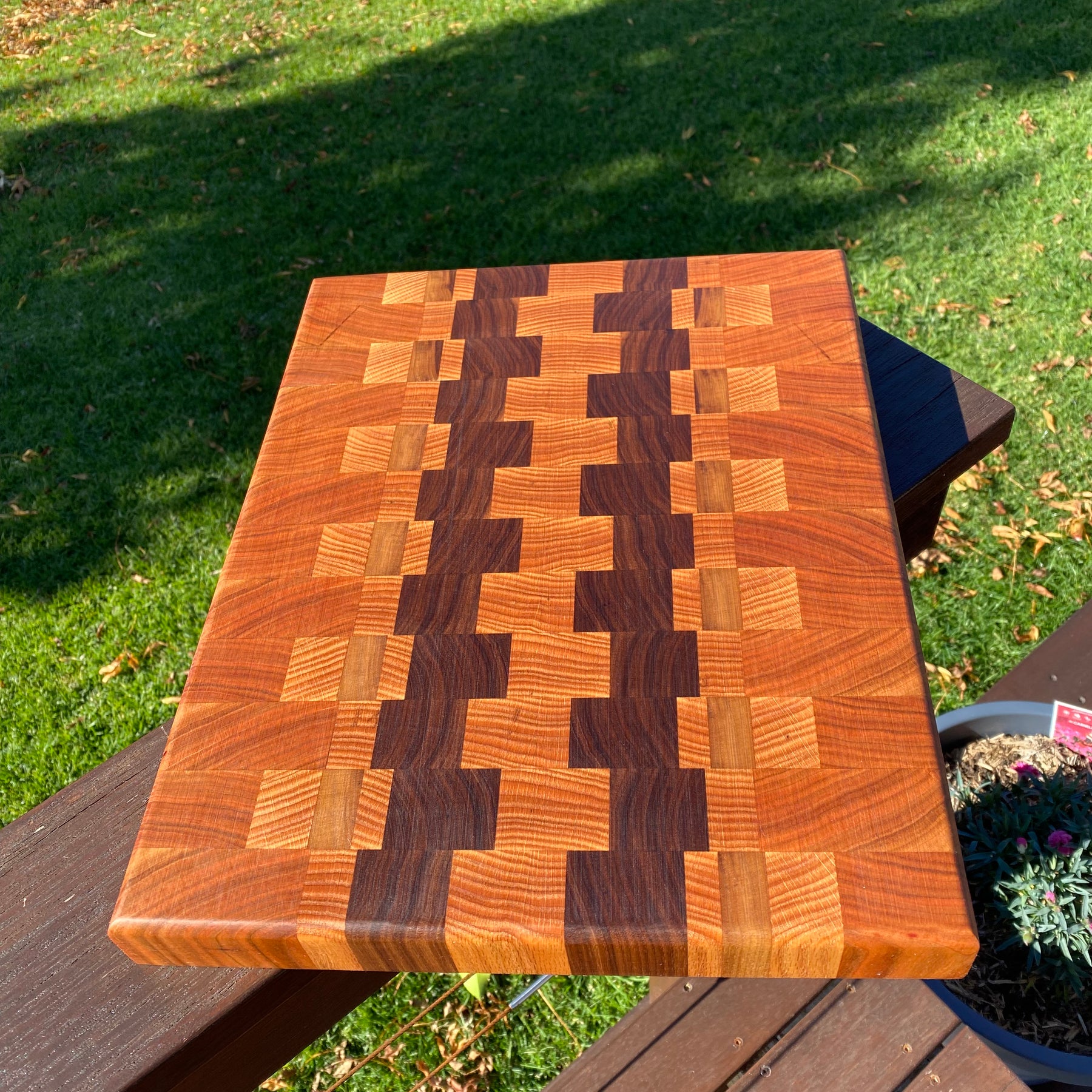 Handcrafted End-Grain Chopping Board with Cherry, Black Walnut & American Oak