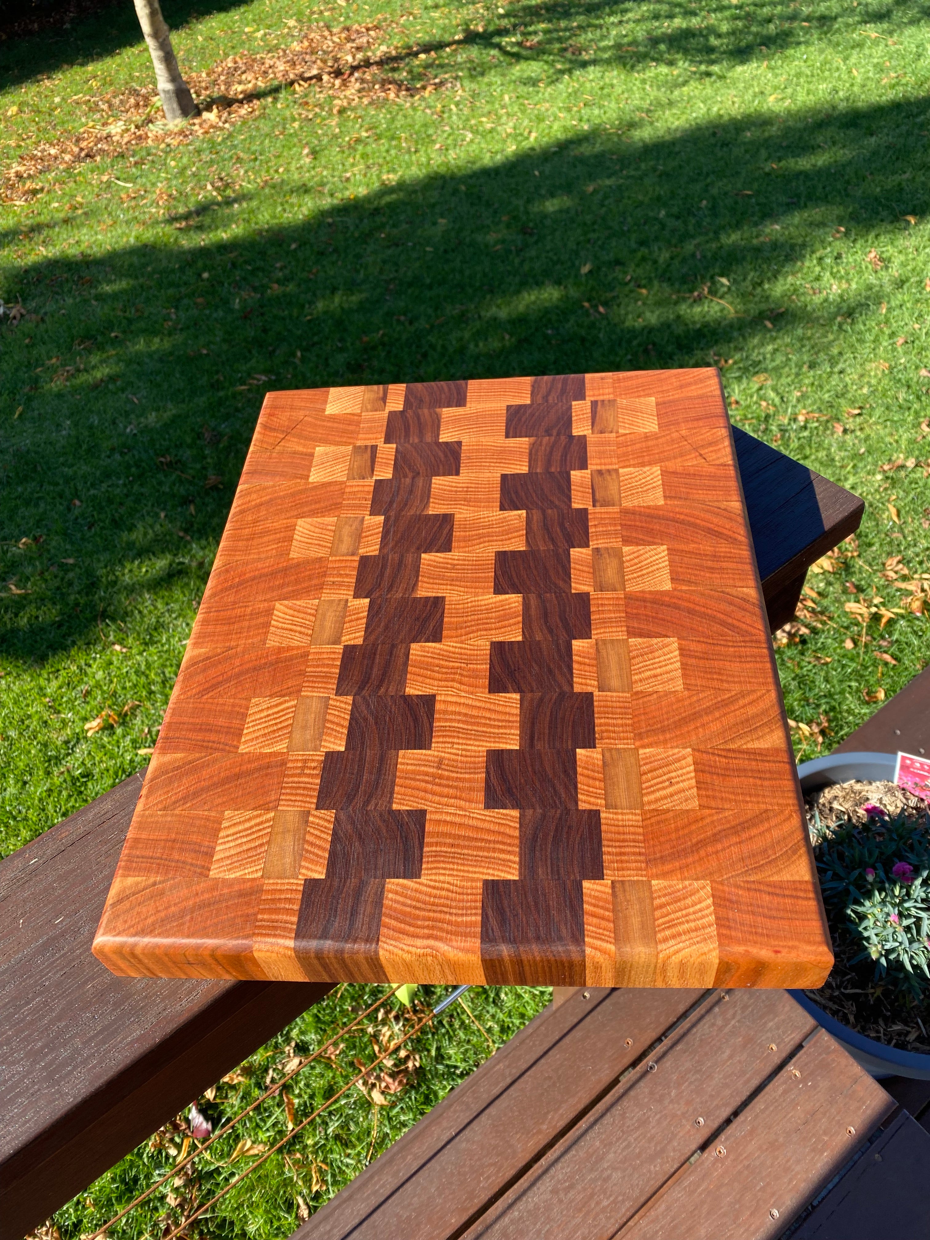 Handcrafted End-Grain Chopping Board with Cherry, Black Walnut & American Oak