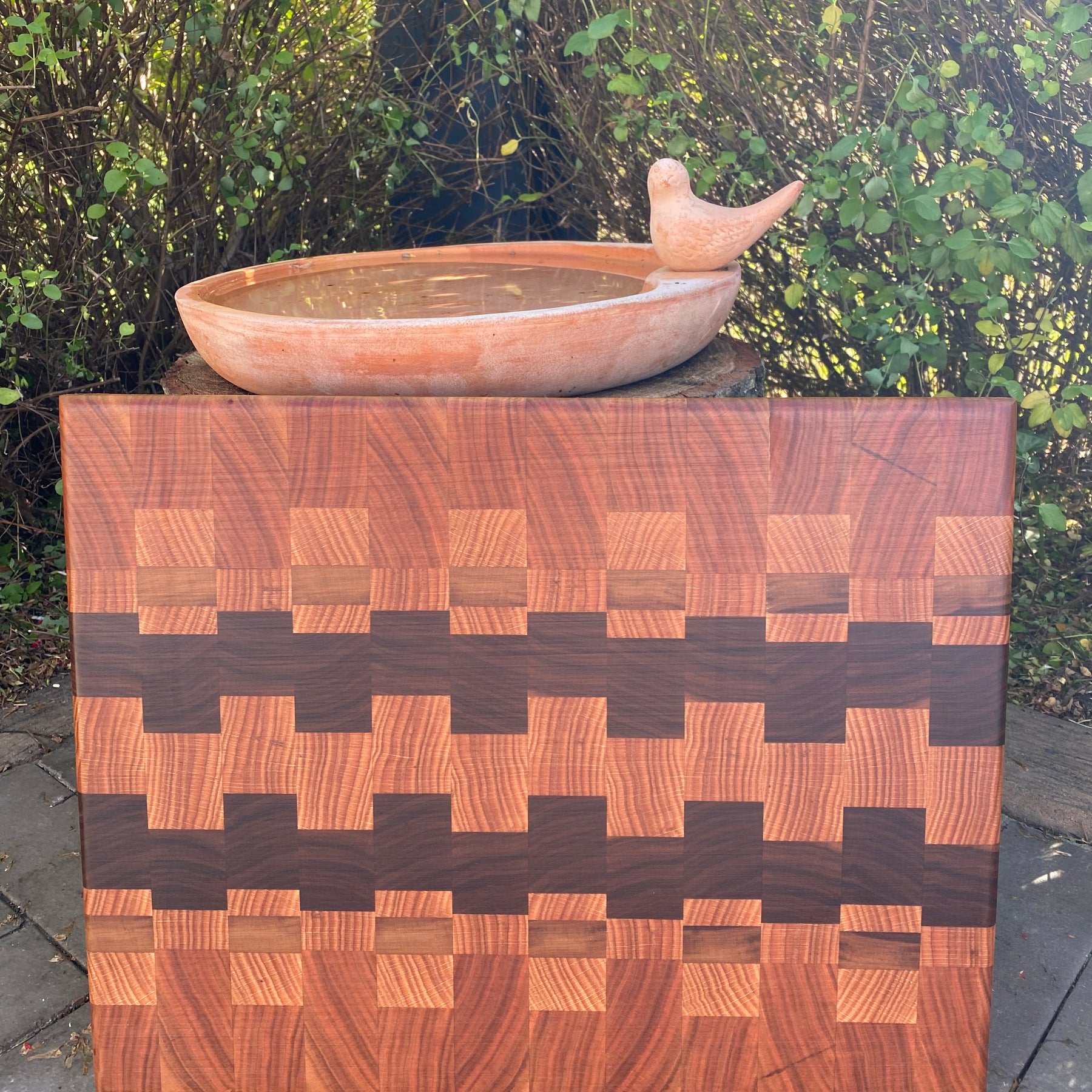 Handcrafted End-Grain Chopping Board with Cherry, Black Walnut & American Oak