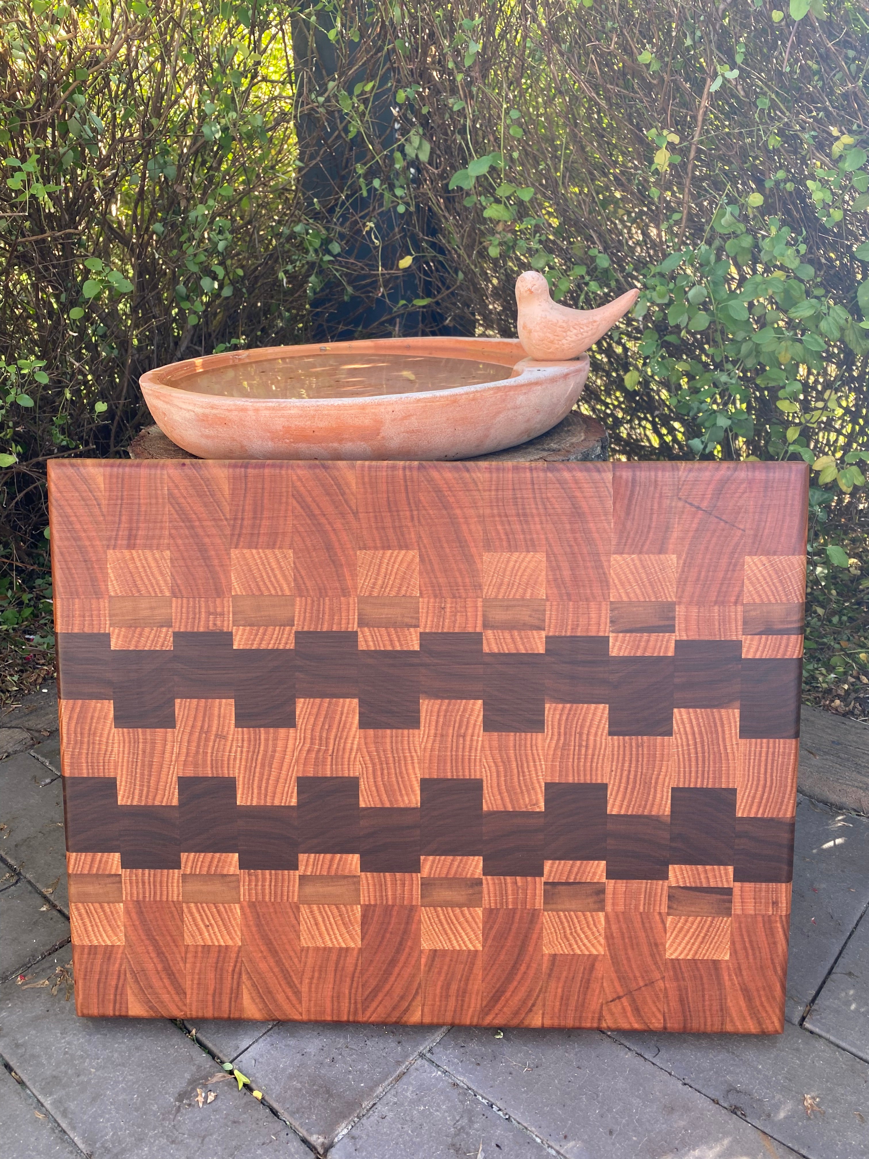 Handcrafted End-Grain Chopping Board with Cherry, Black Walnut & American Oak