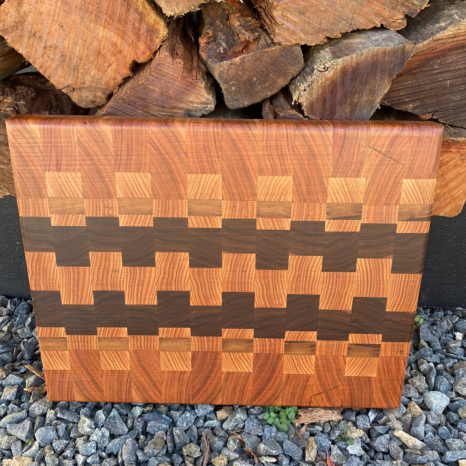 Handcrafted End-Grain Chopping Board with Cherry, Black Walnut & American Oak