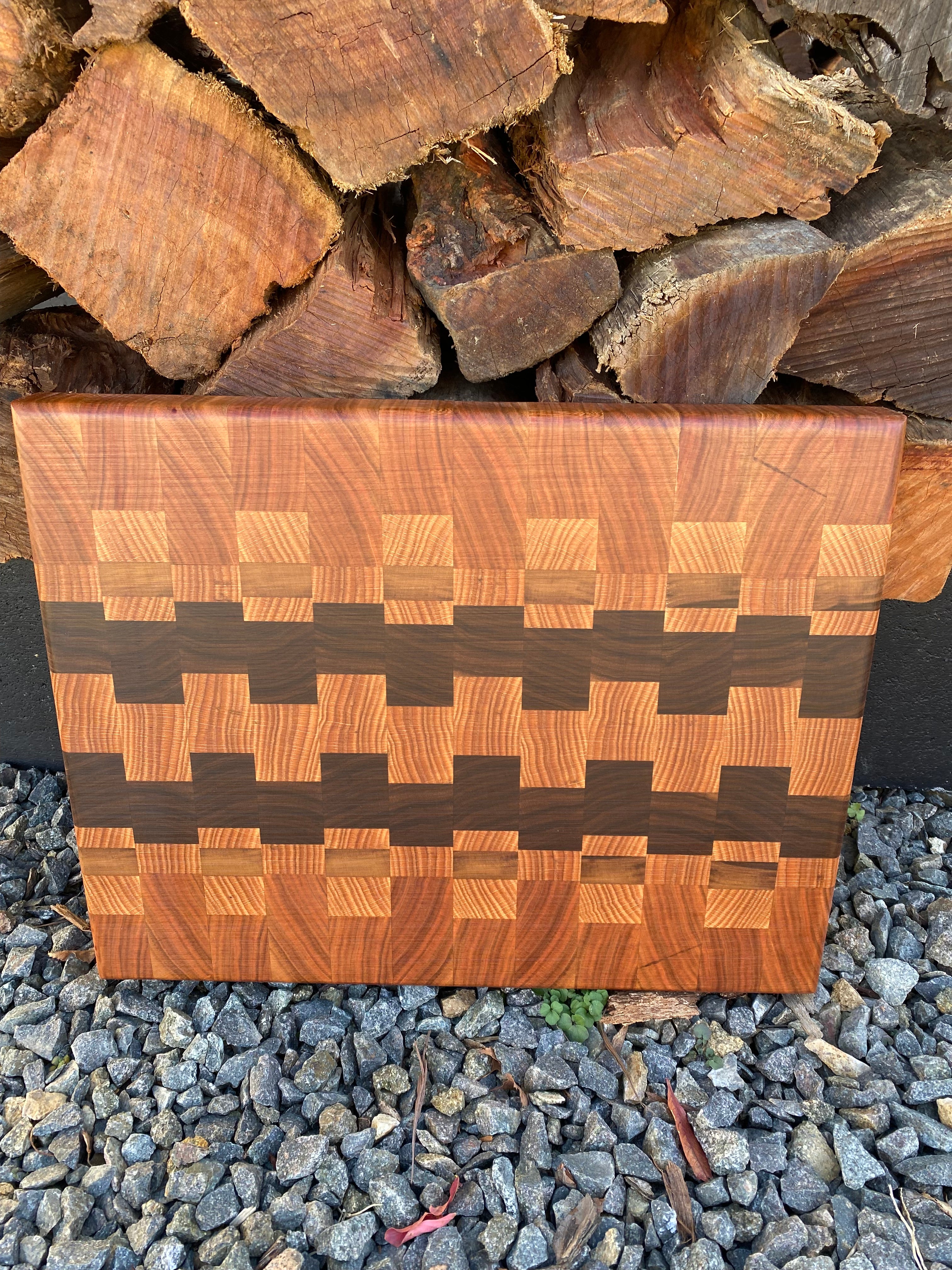 Handcrafted End-Grain Chopping Board with Cherry, Black Walnut & American Oak