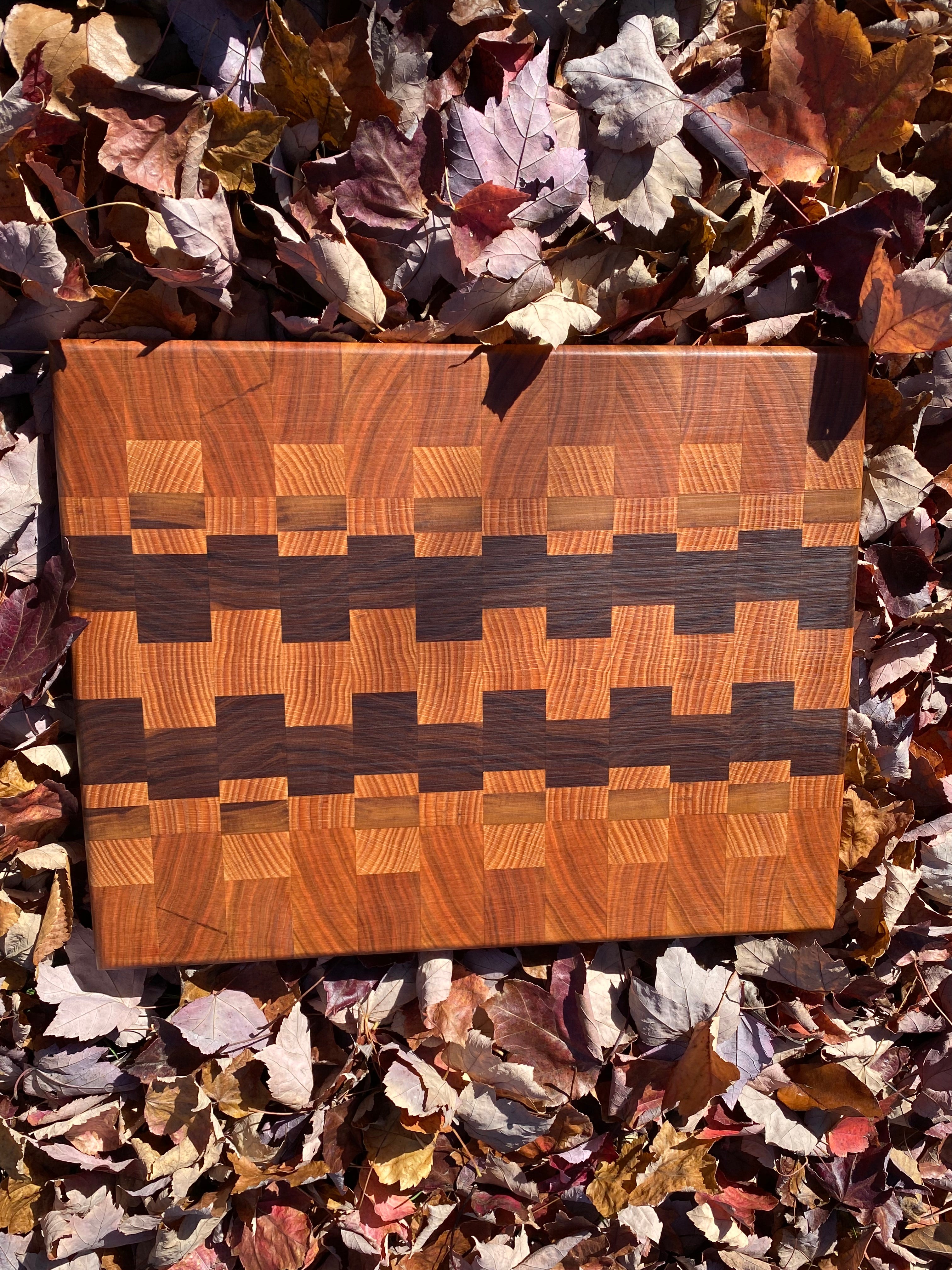 Handcrafted End-Grain Chopping Board with Cherry, Black Walnut & American Oak