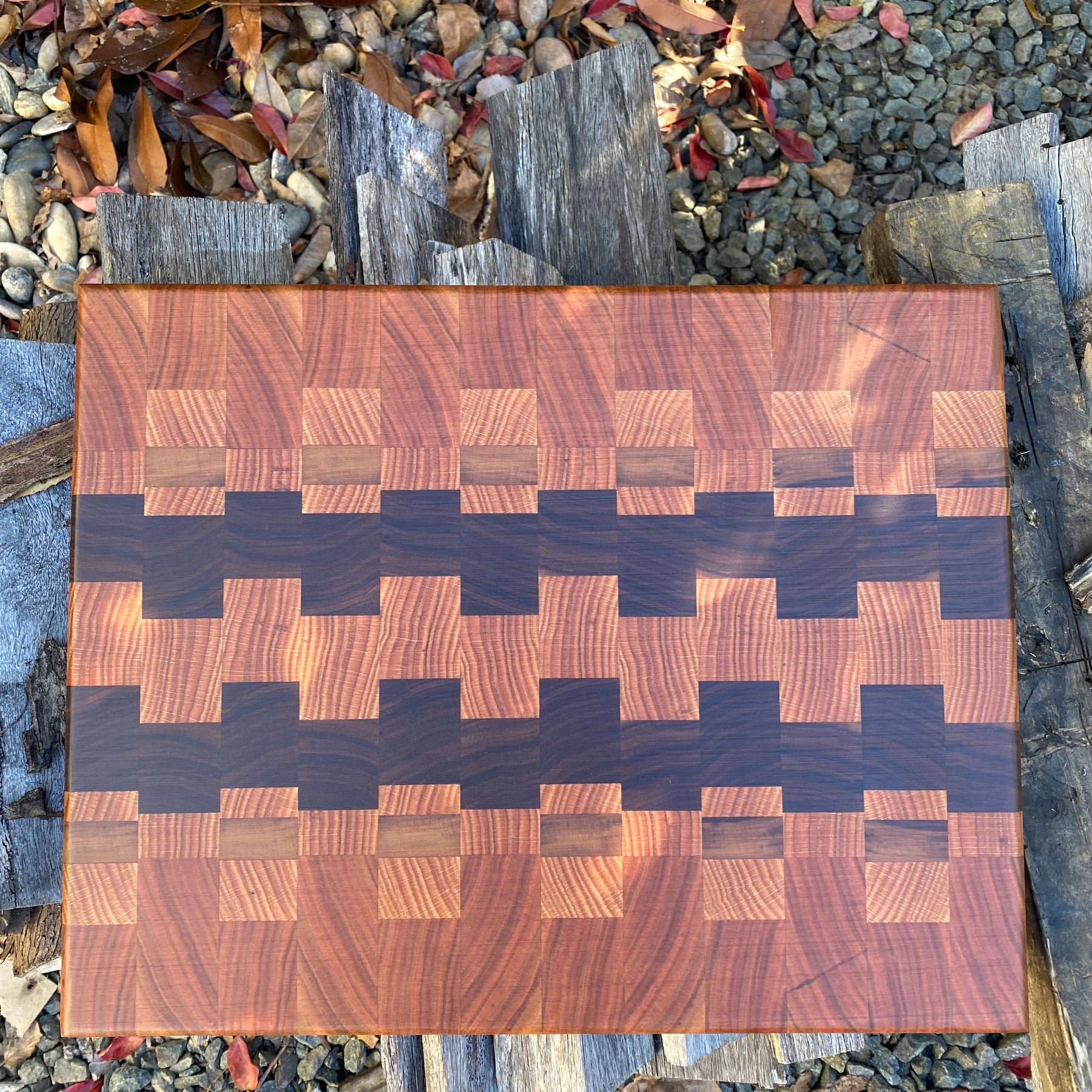 Handcrafted End-Grain Chopping Board with Cherry, Black Walnut & American Oak