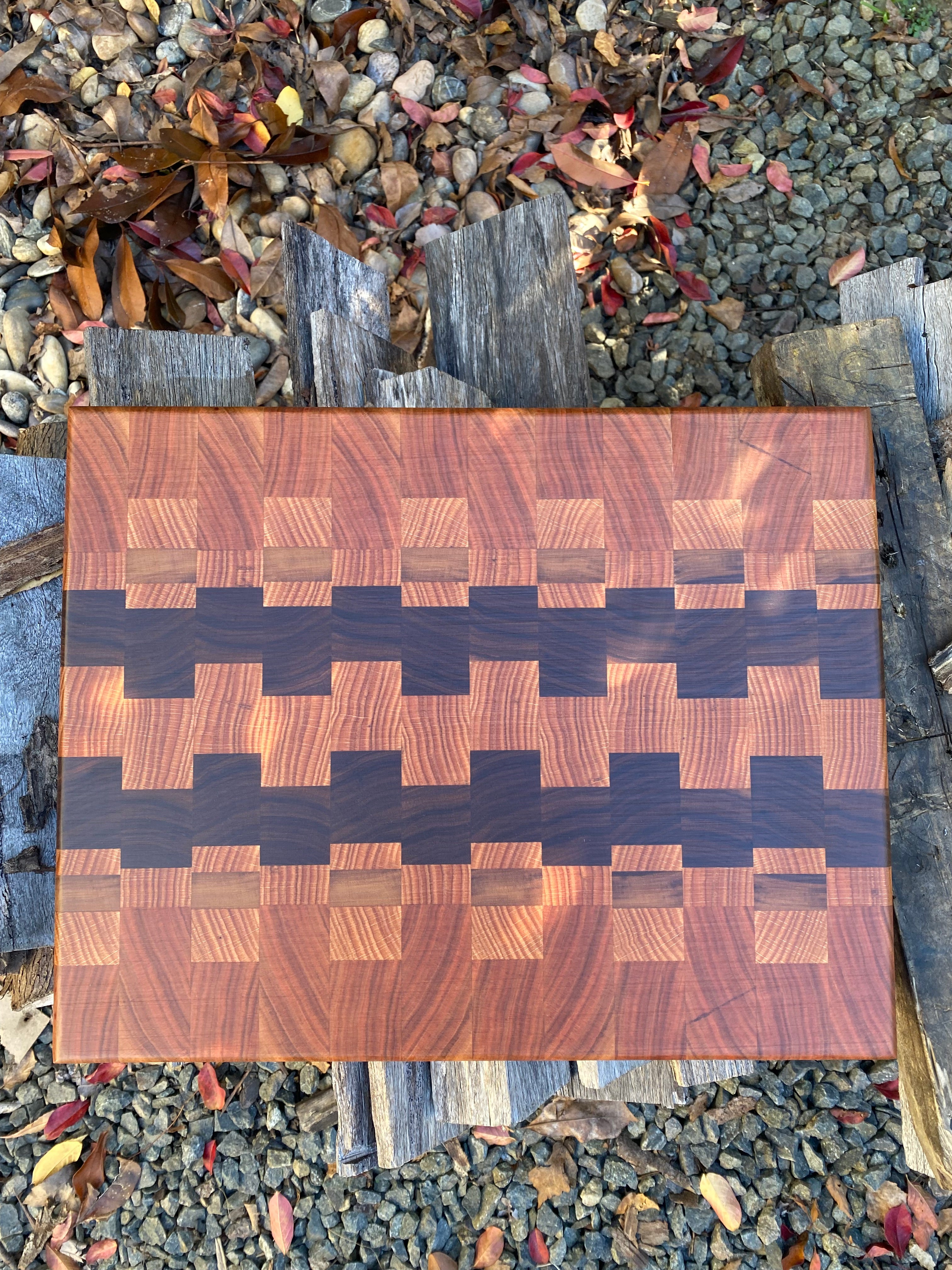 Handcrafted End-Grain Chopping Board with Cherry, Black Walnut & American Oak