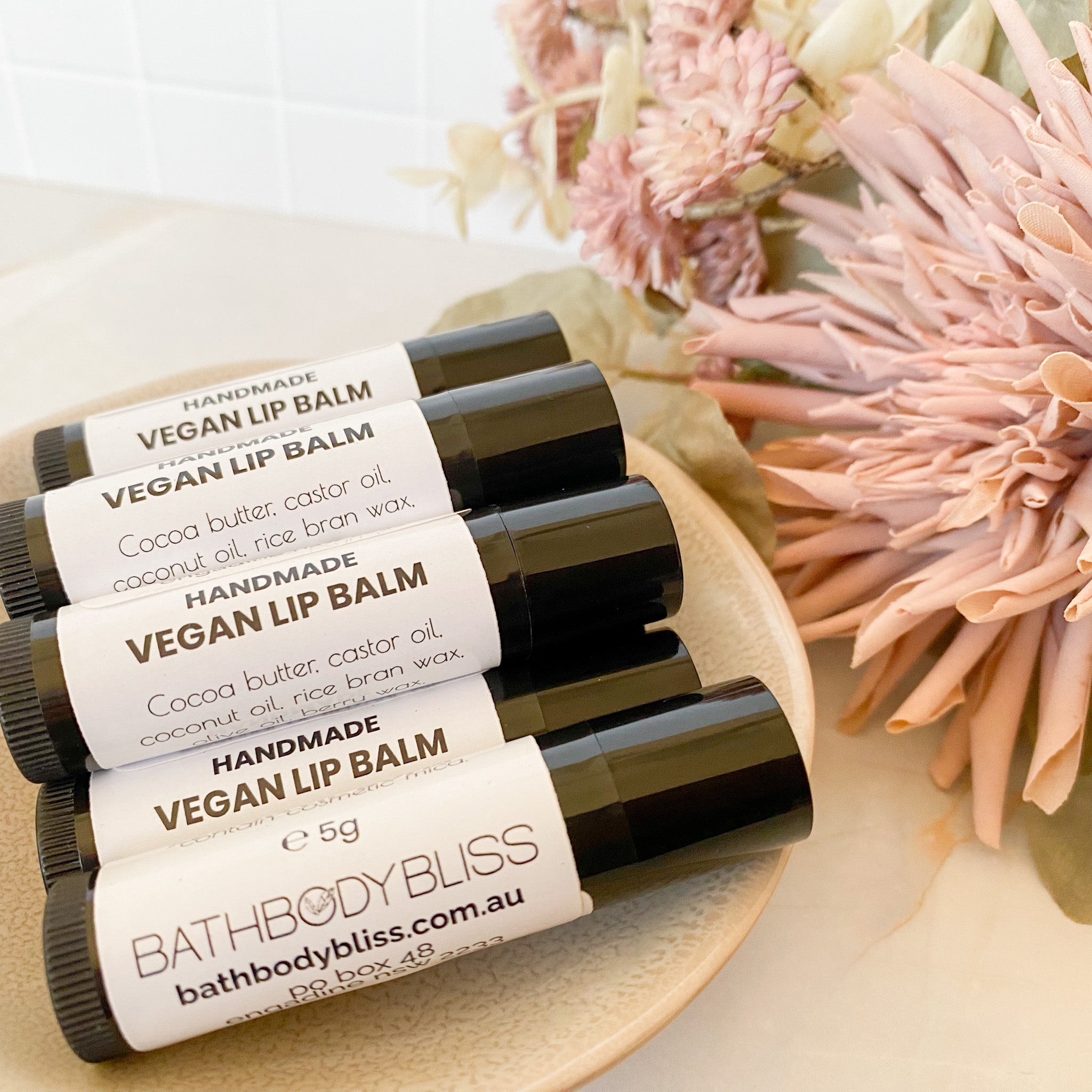 Handmade Beeswax or Vegan Natural Lip Balm with natural flavours