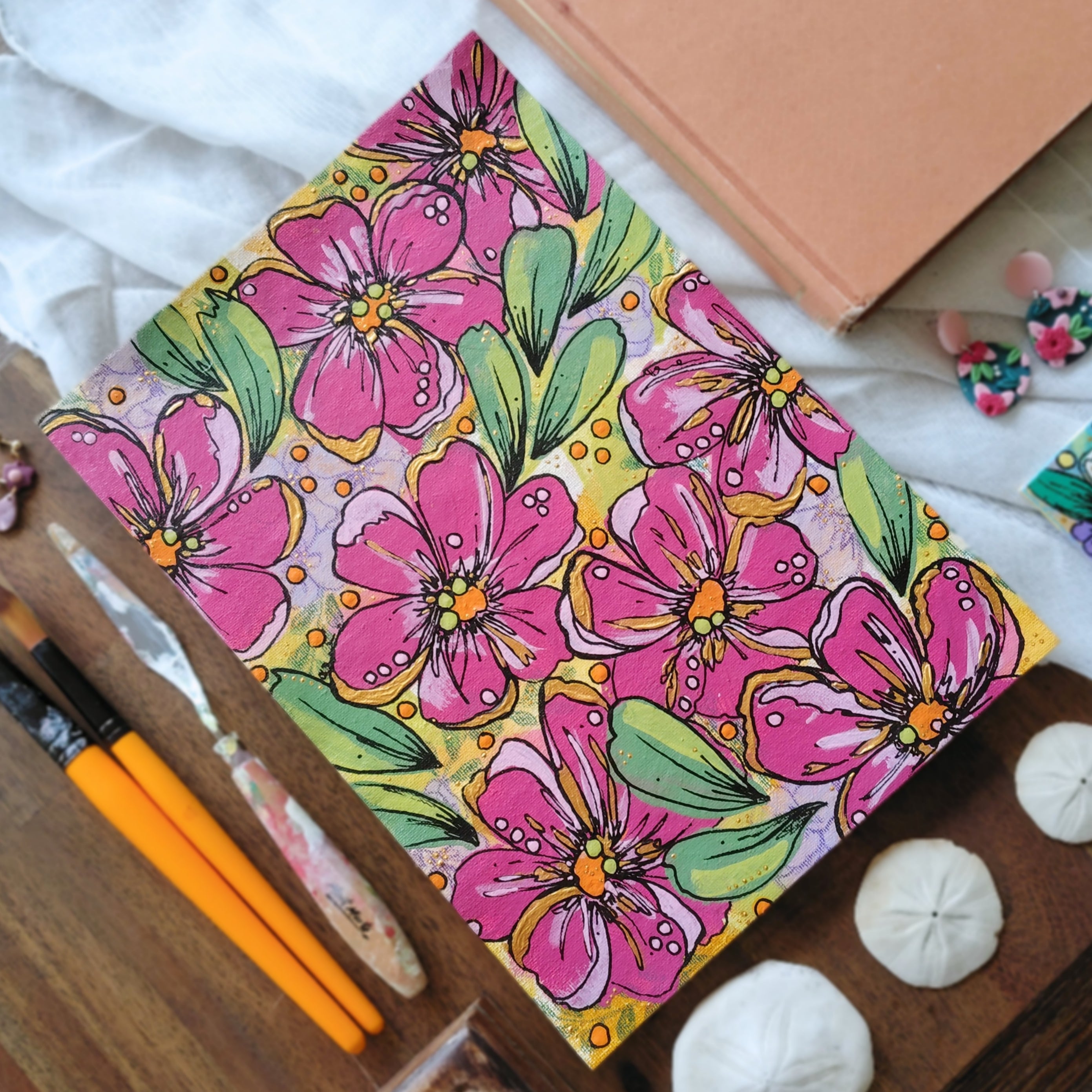 A4 Origianl Art - "Playing with Flowers" - Series #1 - Abstract Art