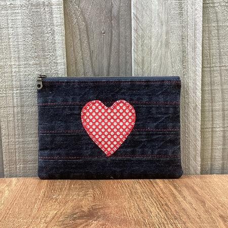 Black Upcycled Denim Purse – Red Heart