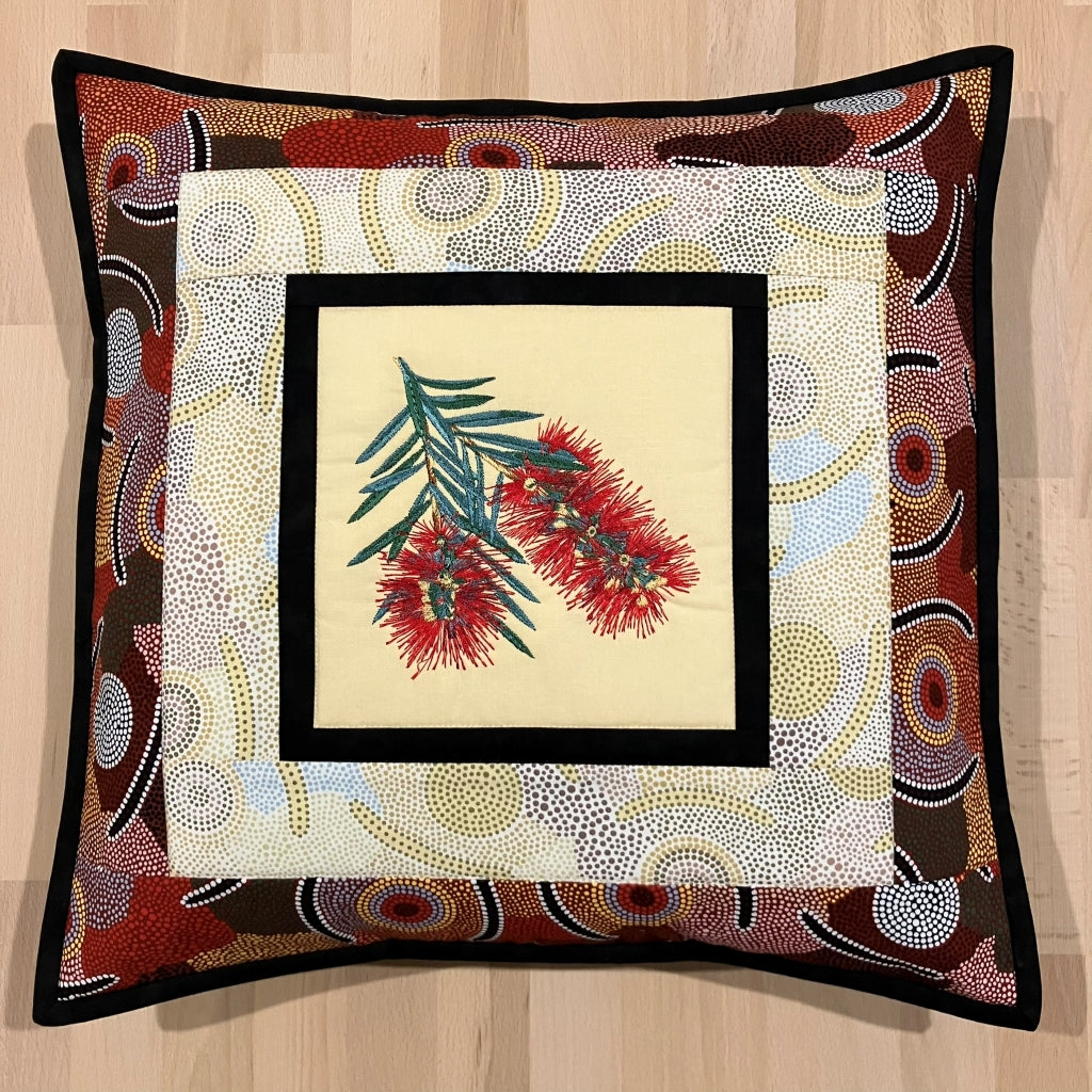 handmade Australian native quilted - bottlebrush