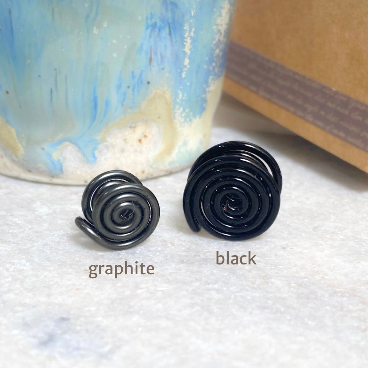 Spiral ear cuff | Unisex | Silver Titanium Bronze & more | Compression clip on | 3 sizes