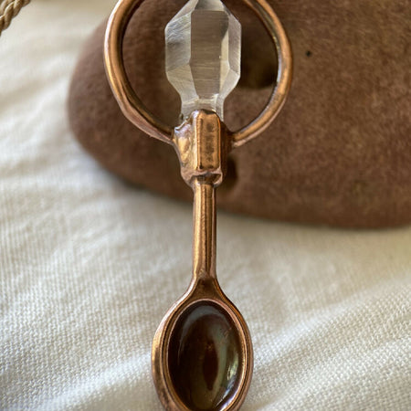 Sceptre Quartz Mini Spoon Pendant on Silk Cord