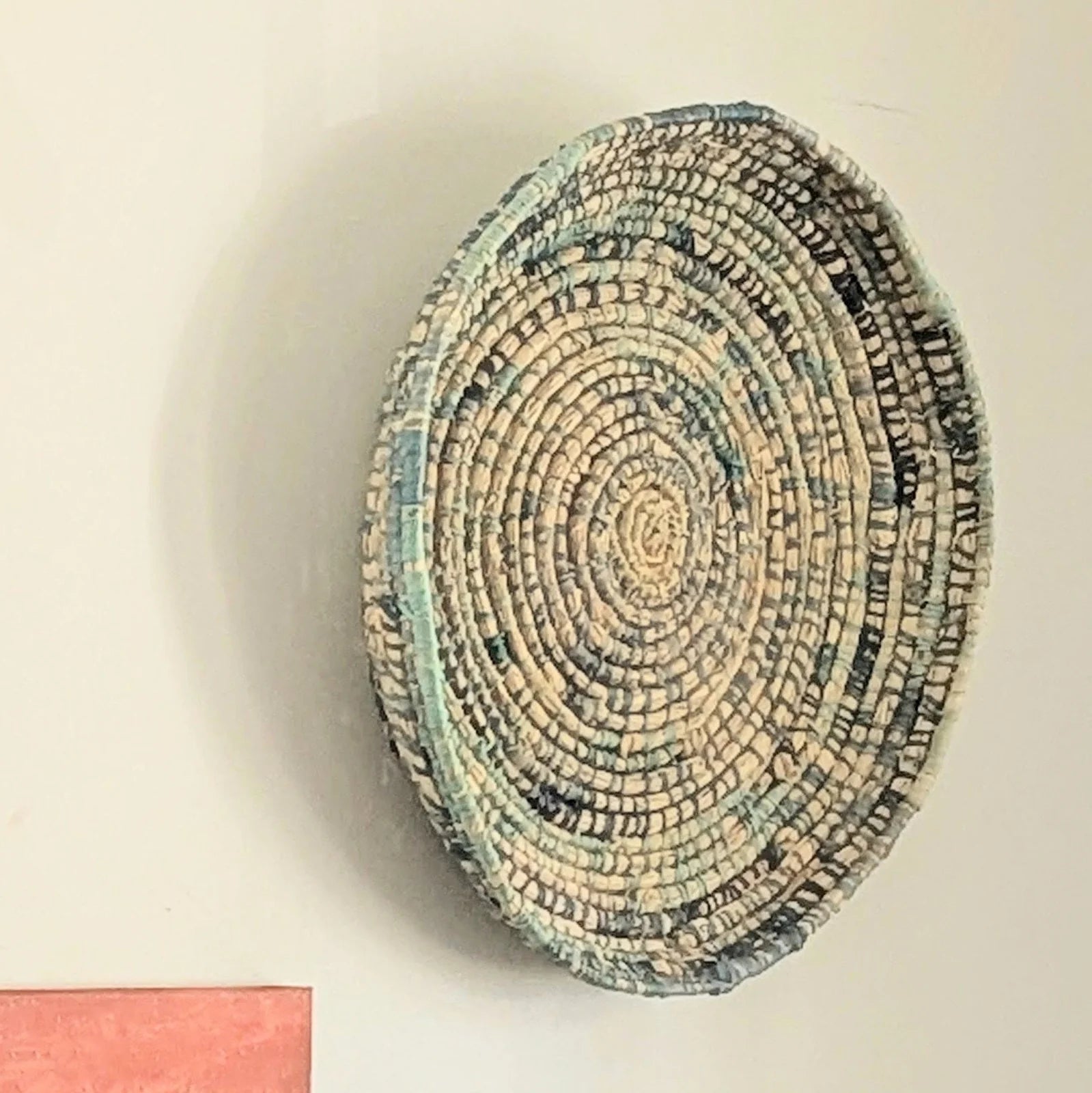 Coiled Basket Woven Rockpool Blues |  50 cm for Wall or Flat Lay | Home Decor