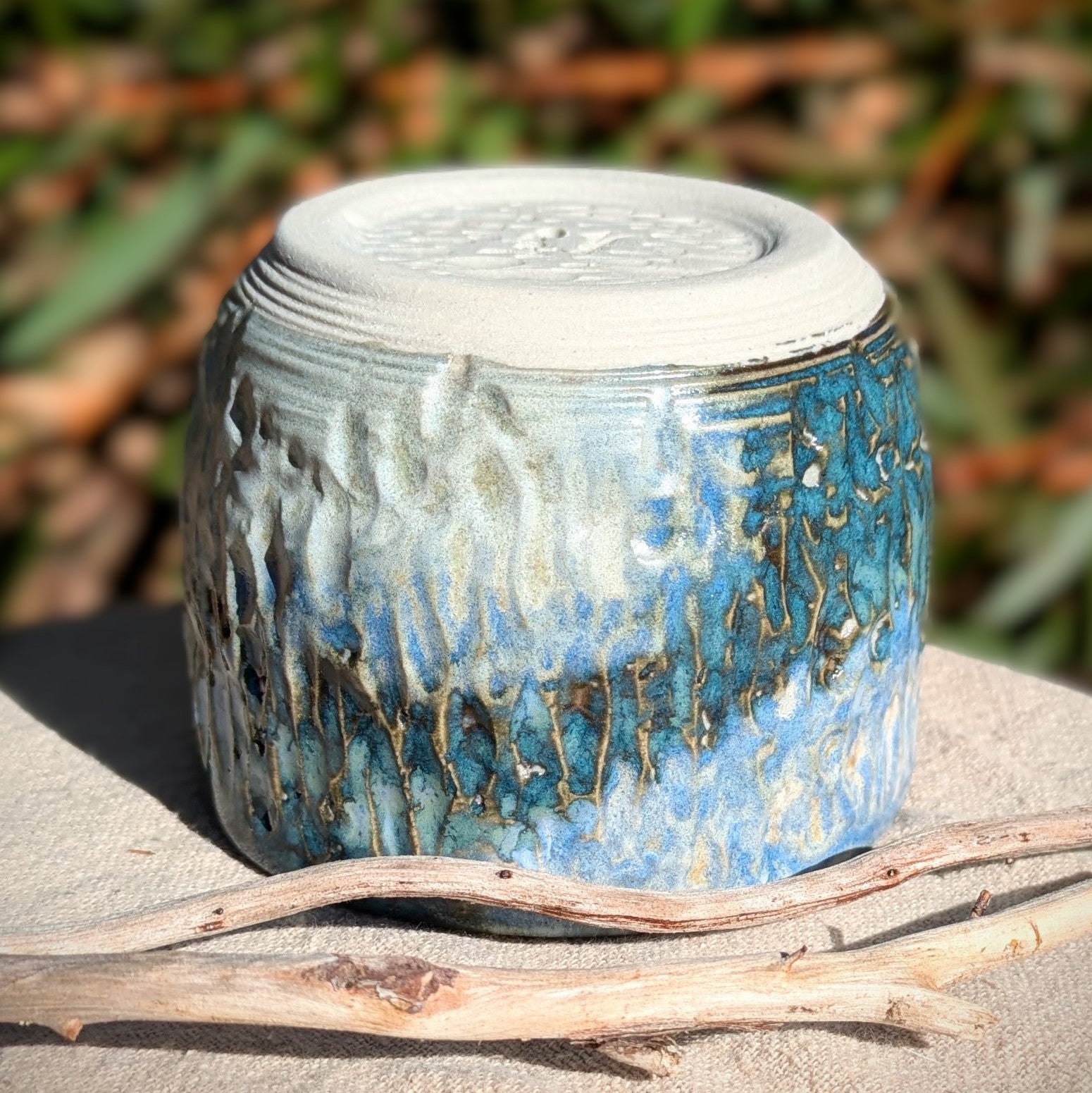 Small blue-green tea or espresso cup