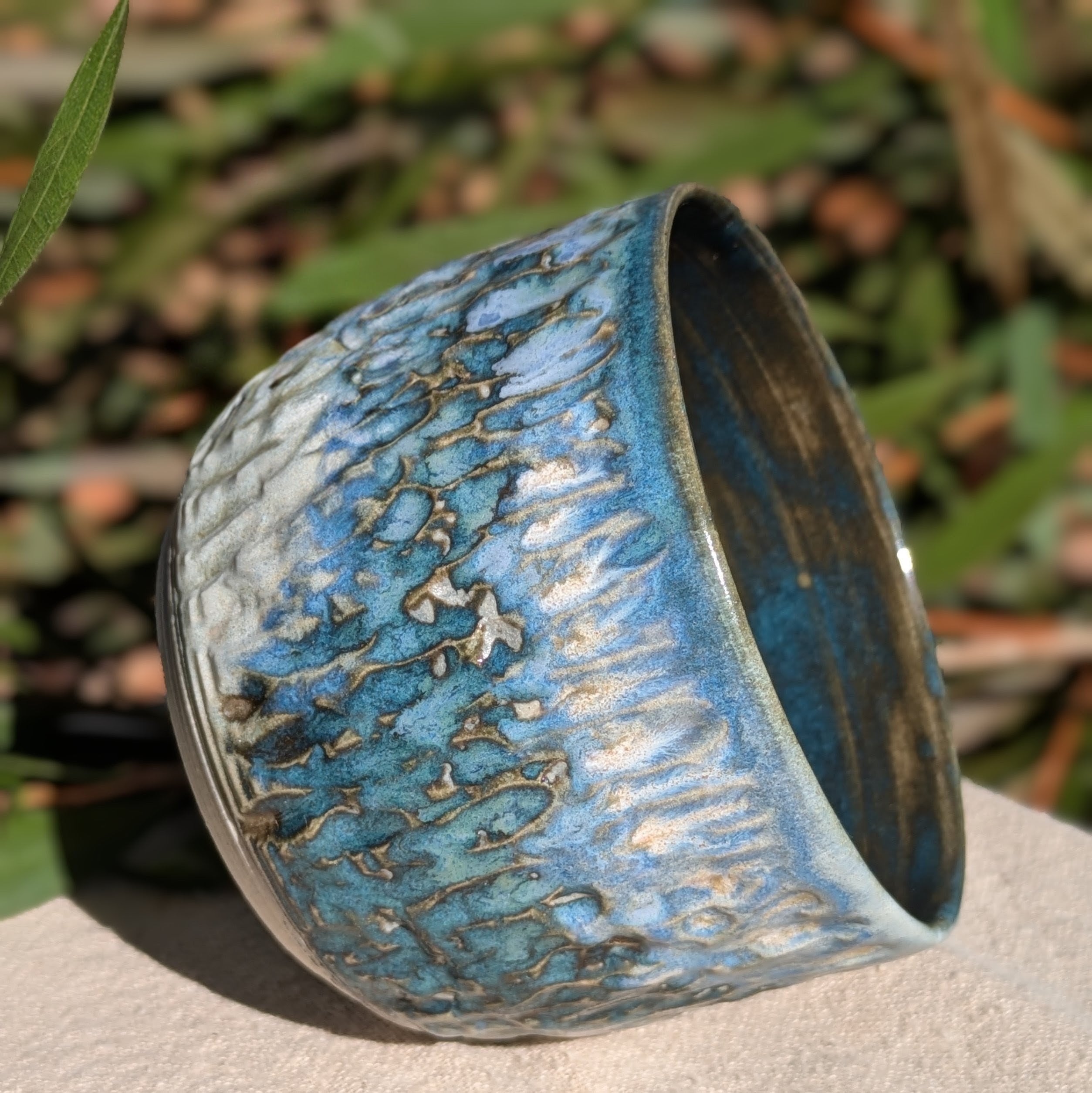 Small blue-green tea or espresso cup