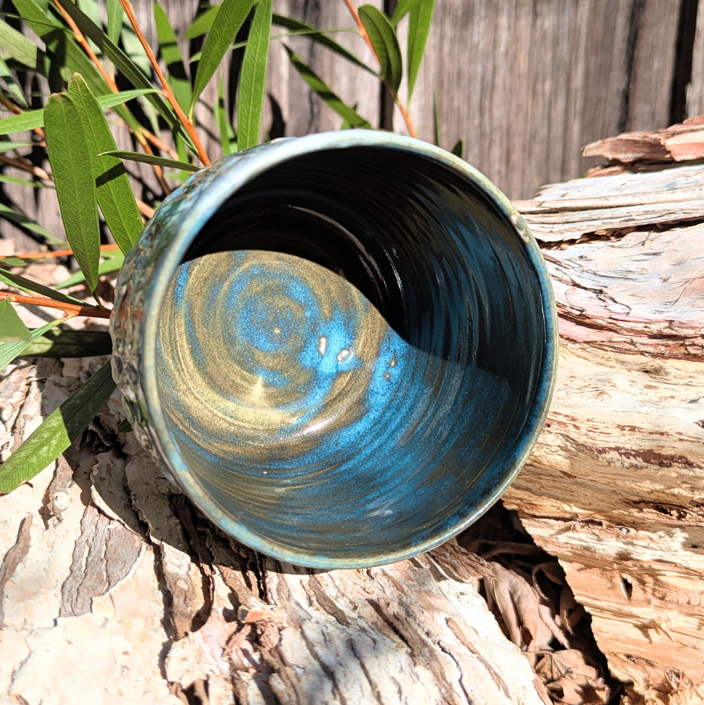 Small blue-green tea or espresso cup