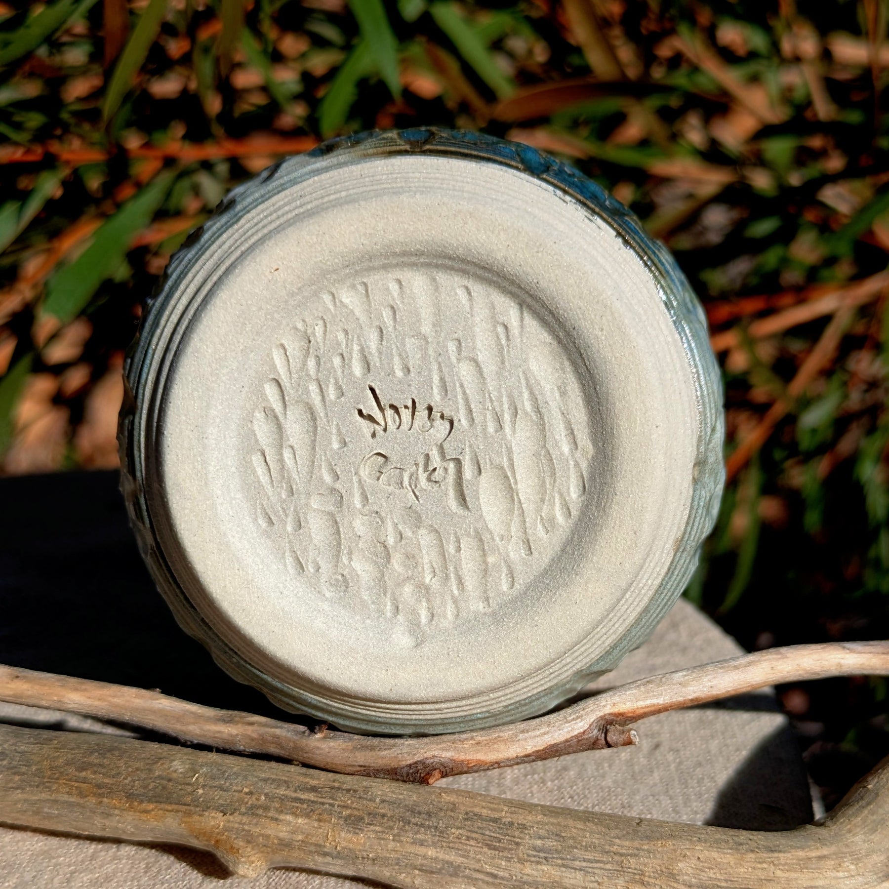 Small blue-green tea or espresso cup