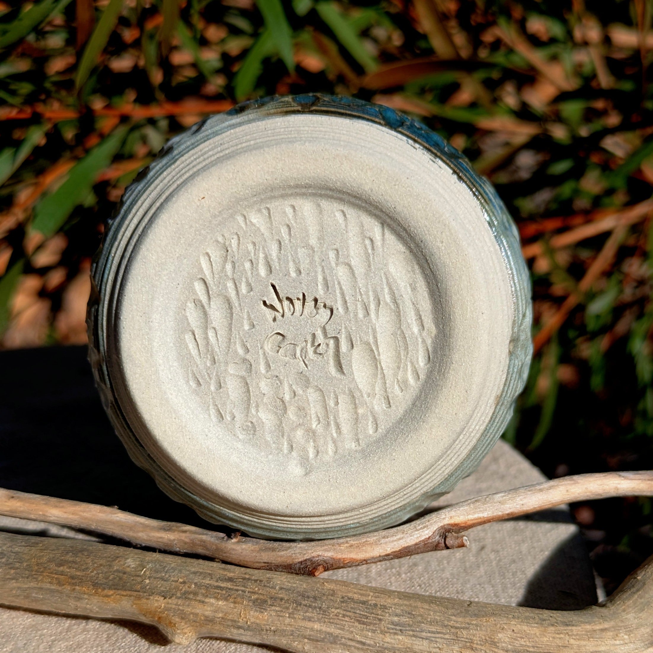 Small blue-green tea or espresso cup