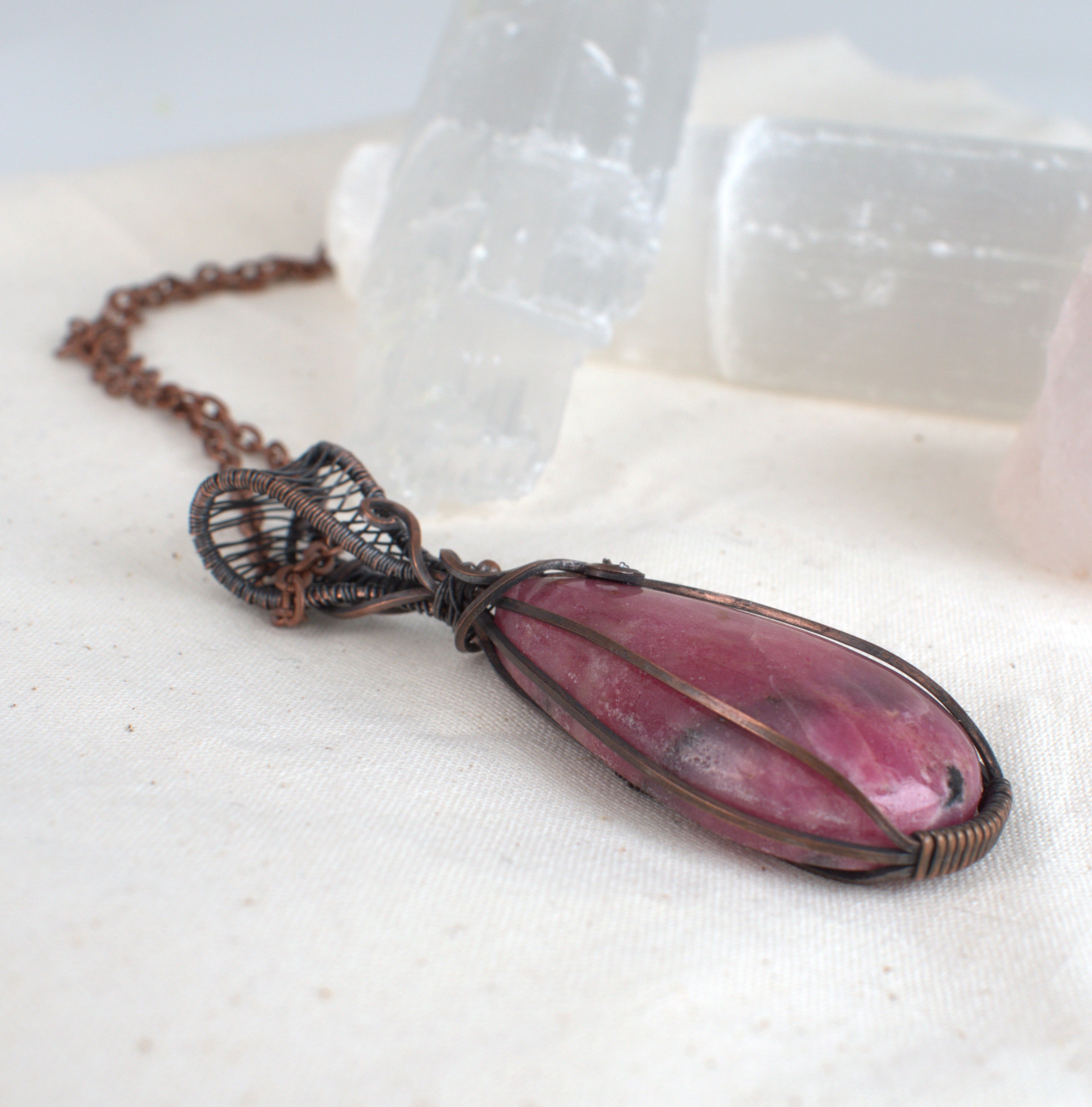 Rosella Song - Tamworth Rhodonite Pendant in Copper