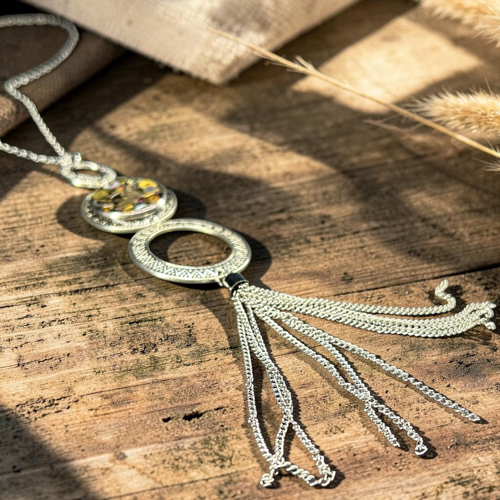 Steampunk watch parts Boho necklace (with tassel)