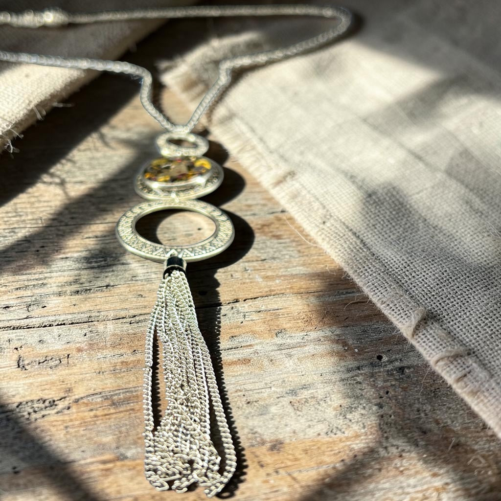 Steampunk watch parts Boho necklace (with tassel)