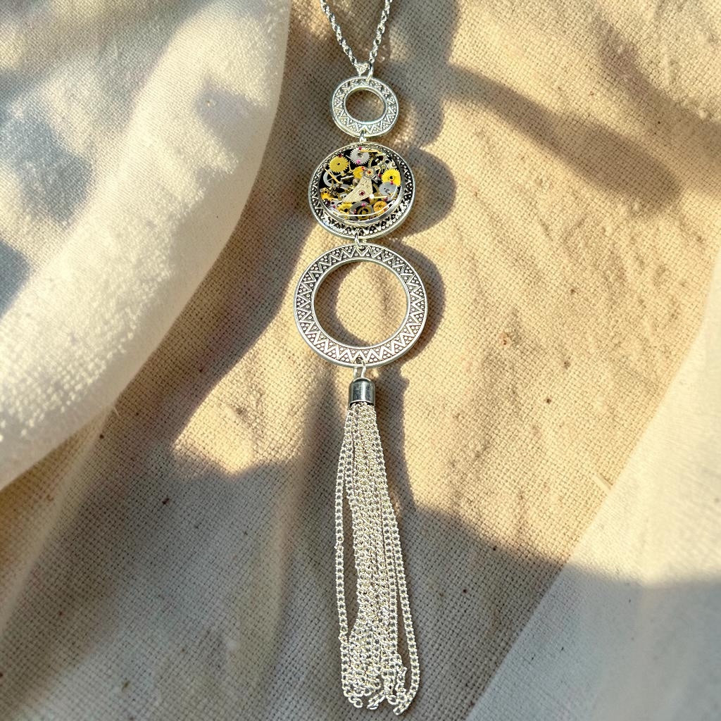 Steampunk watch parts Boho necklace (with tassel)