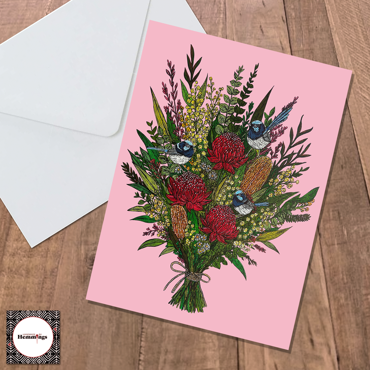 Bundle 4 Wildflowers and Fairy Wrens Greeting Cards with Envelopes