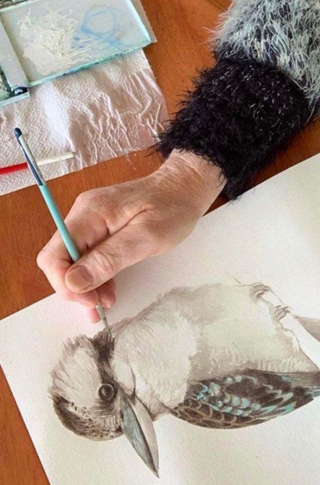 Kookaburra with Gumleaves art print by Debra Meier Art