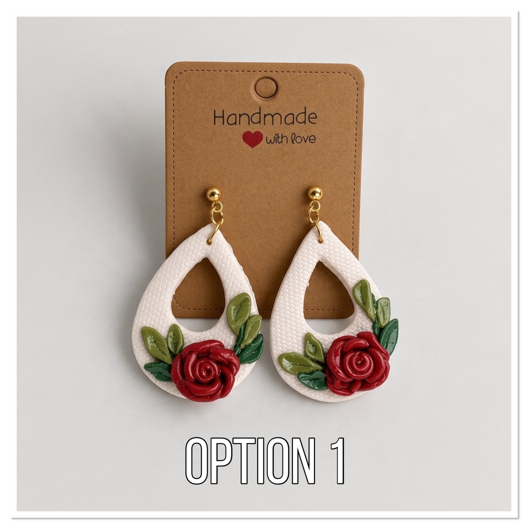 Earthy botanical ivory earrings feature hand-sculpted Flowers