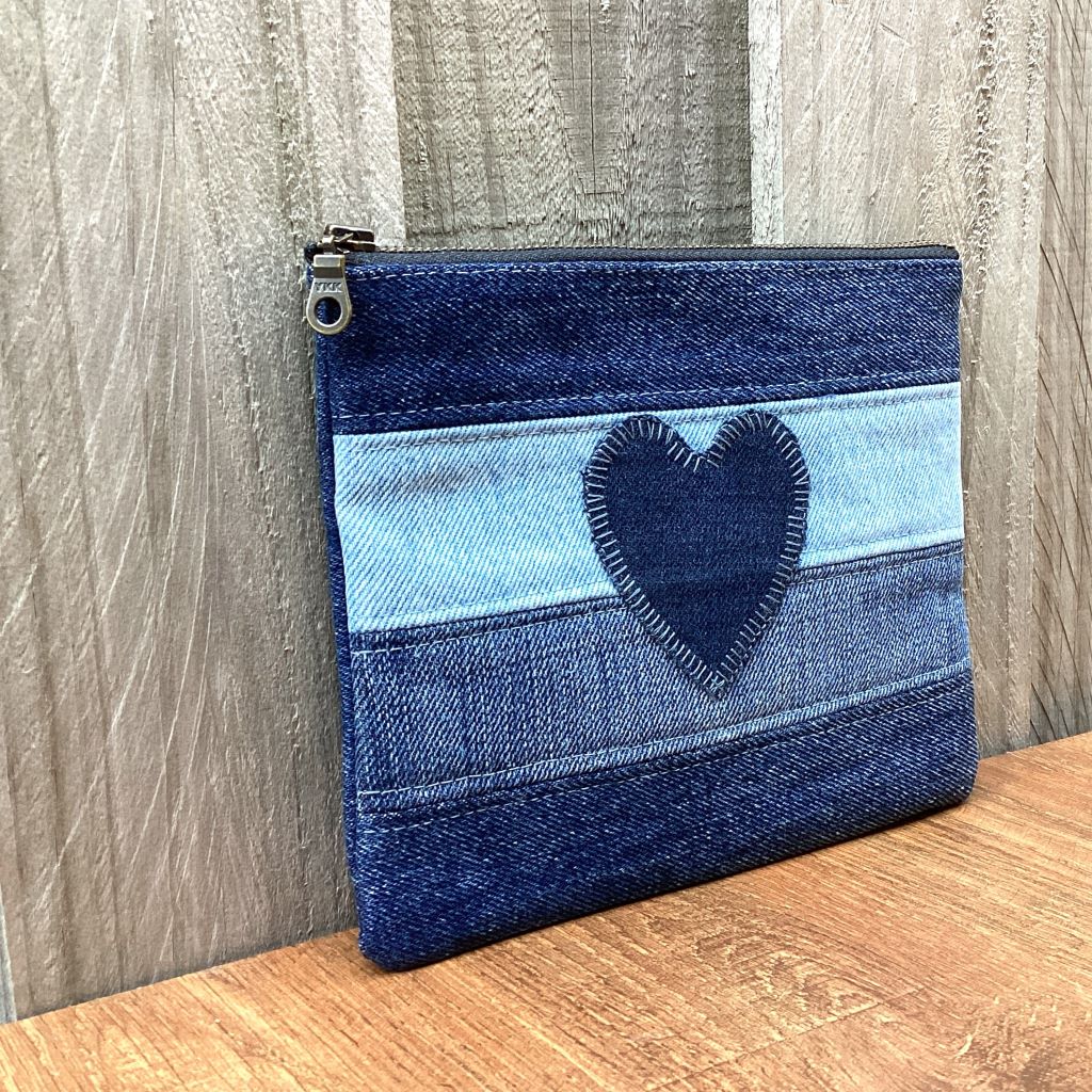 Handmade Upcycled Denim Purse – Denim Heart