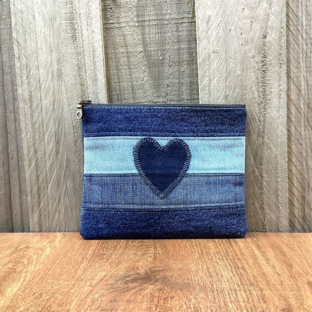 Handmade Upcycled Denim Purse – Denim Heart