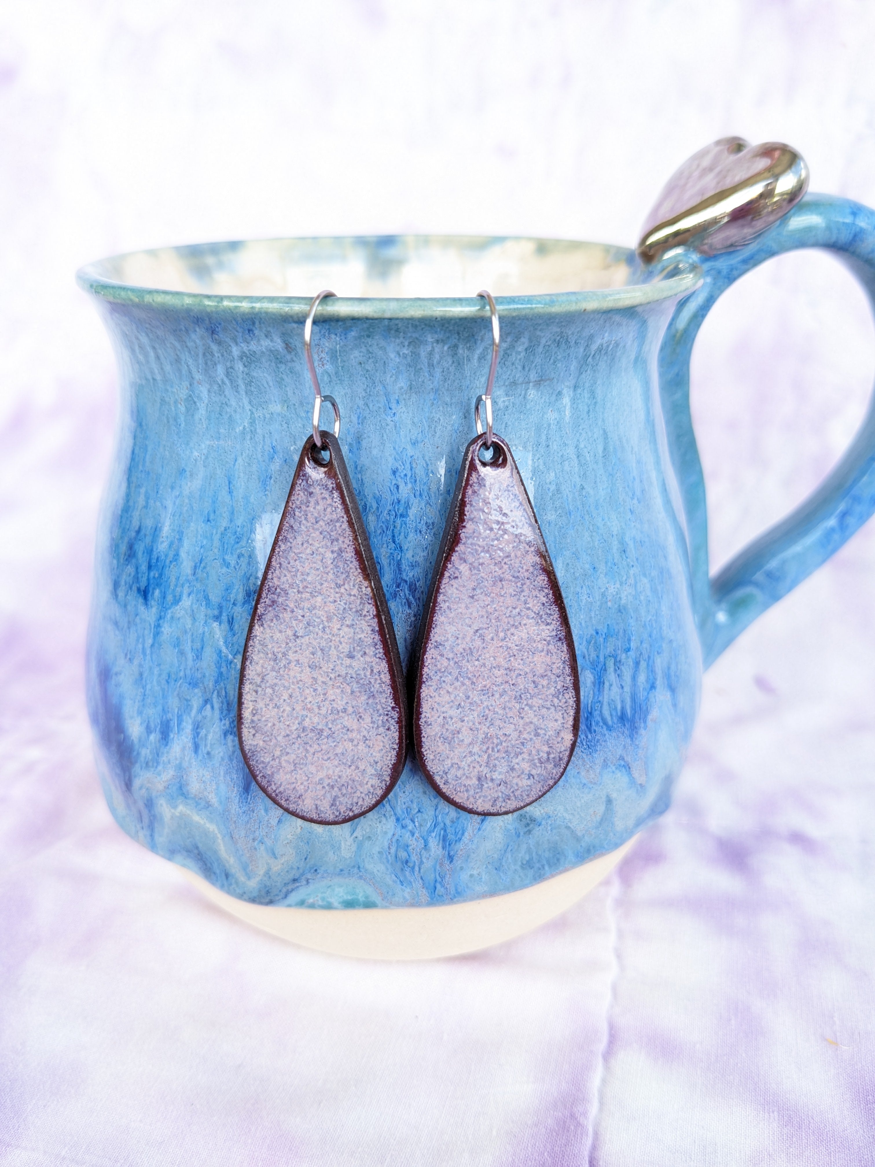 Teardrop Ceramic Earrings. Lightweight, dangle earrings.