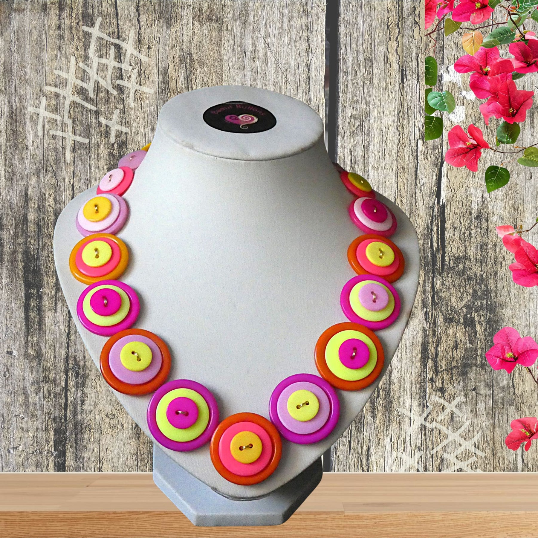 Vibrant orange and hot pink necklace