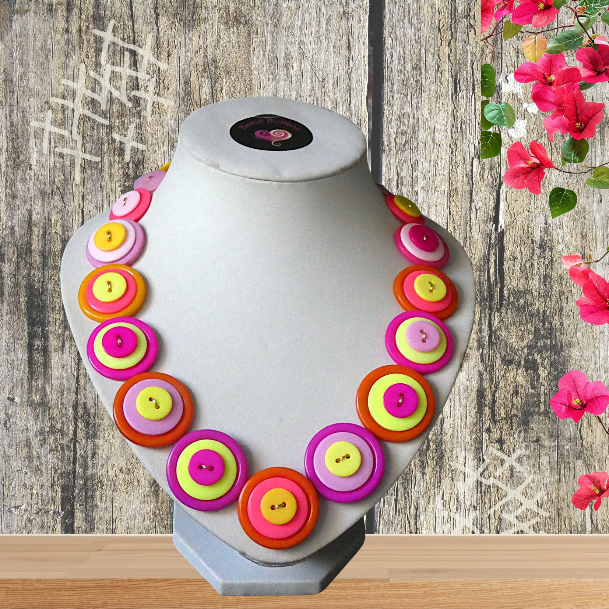 Vibrant orange and hot pink necklace