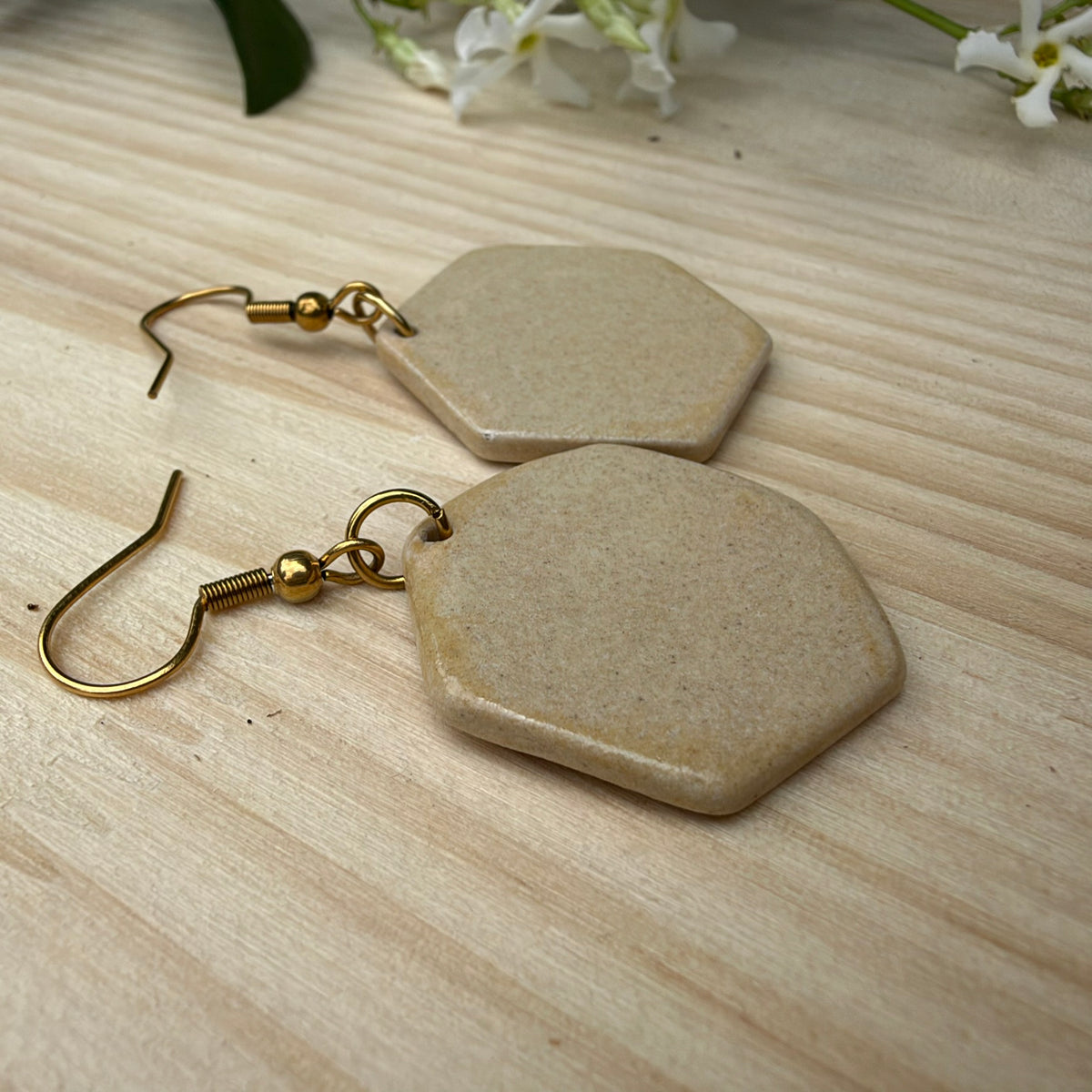 Gold embellished Ceramic Bee Earrings - Lightweight