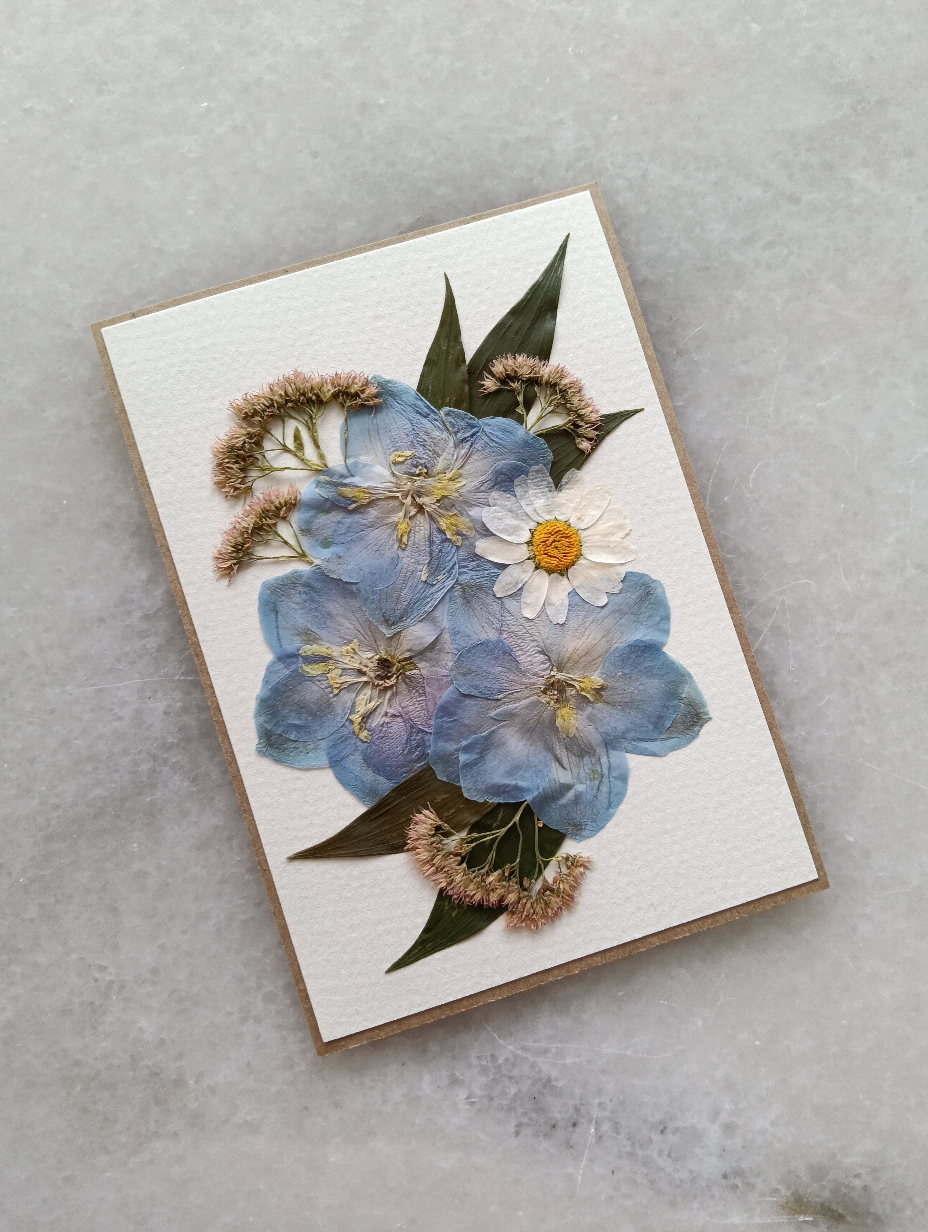 Charming Delphinium | Pressed Flower Handmade Card
