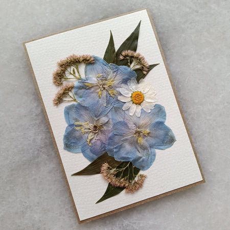 Charming Delphinium | Pressed Flower Handmade Card
