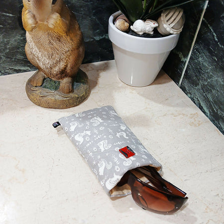 Sunglass case protector, eyewear case, squirrel print fabric