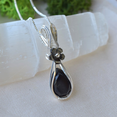 Handmade Wire-wrapped Onyx Necklace - Mother's Day Mini Pendant