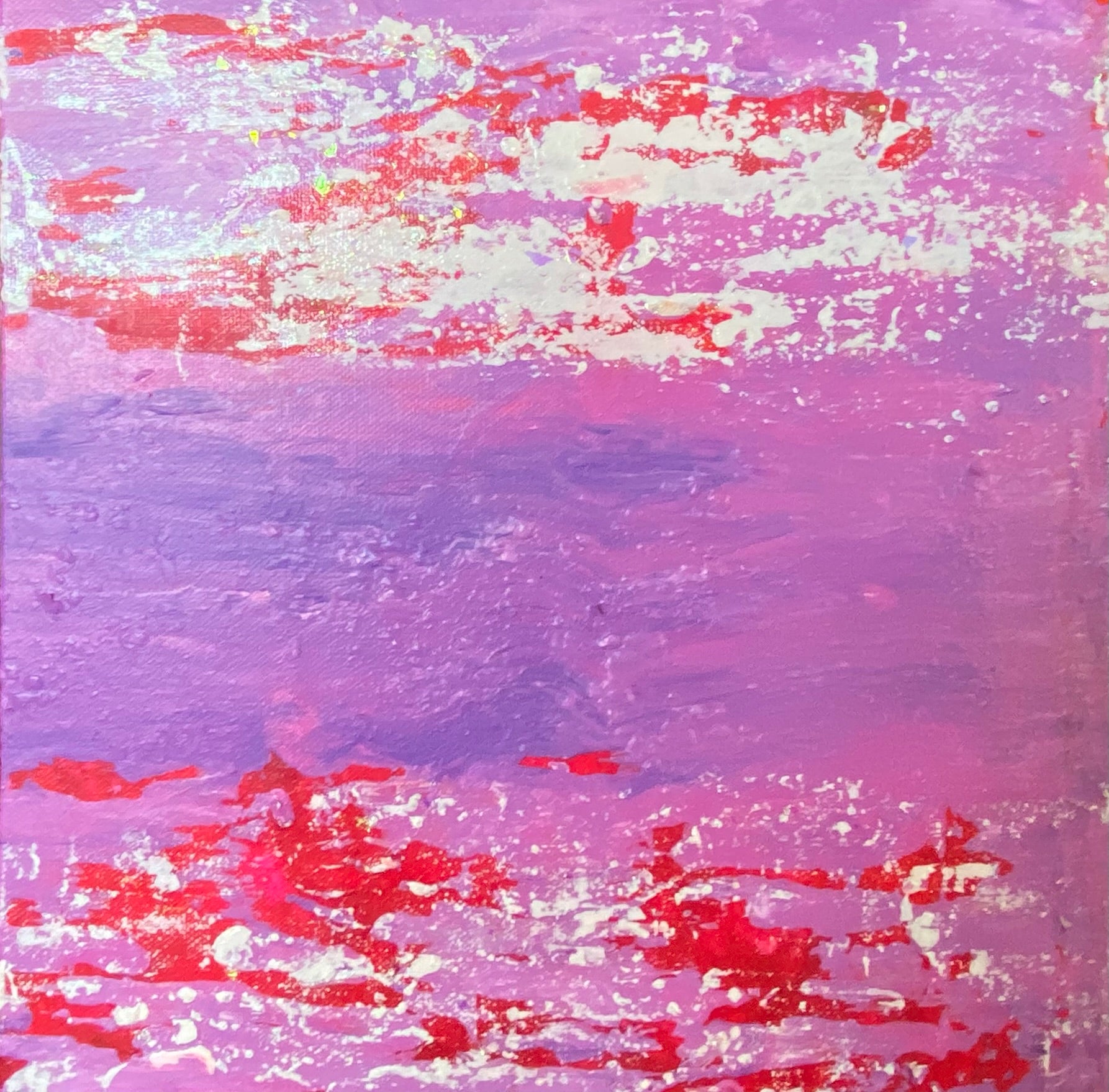 Inverted Abstract Acrylic Canvas Painting: Colorful Wall Art by Margo Humphries (30.5cm)