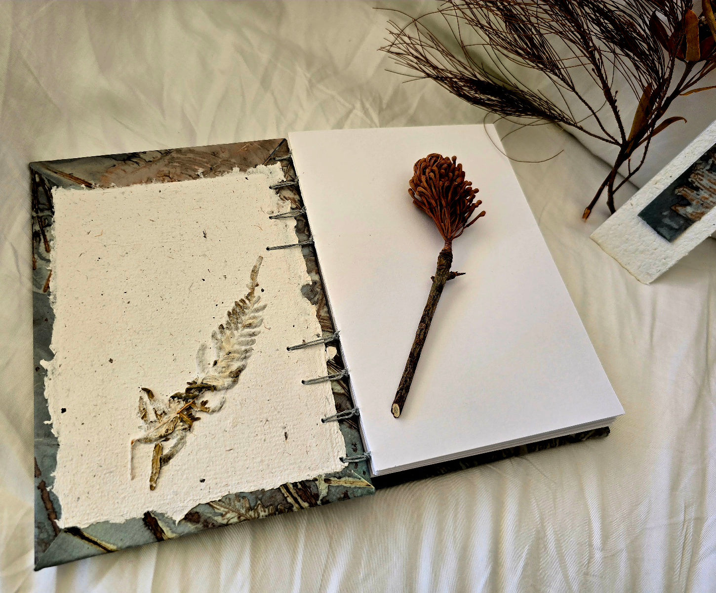 Ferns & Shadows — Handmade A5 Eco-Printed Journal