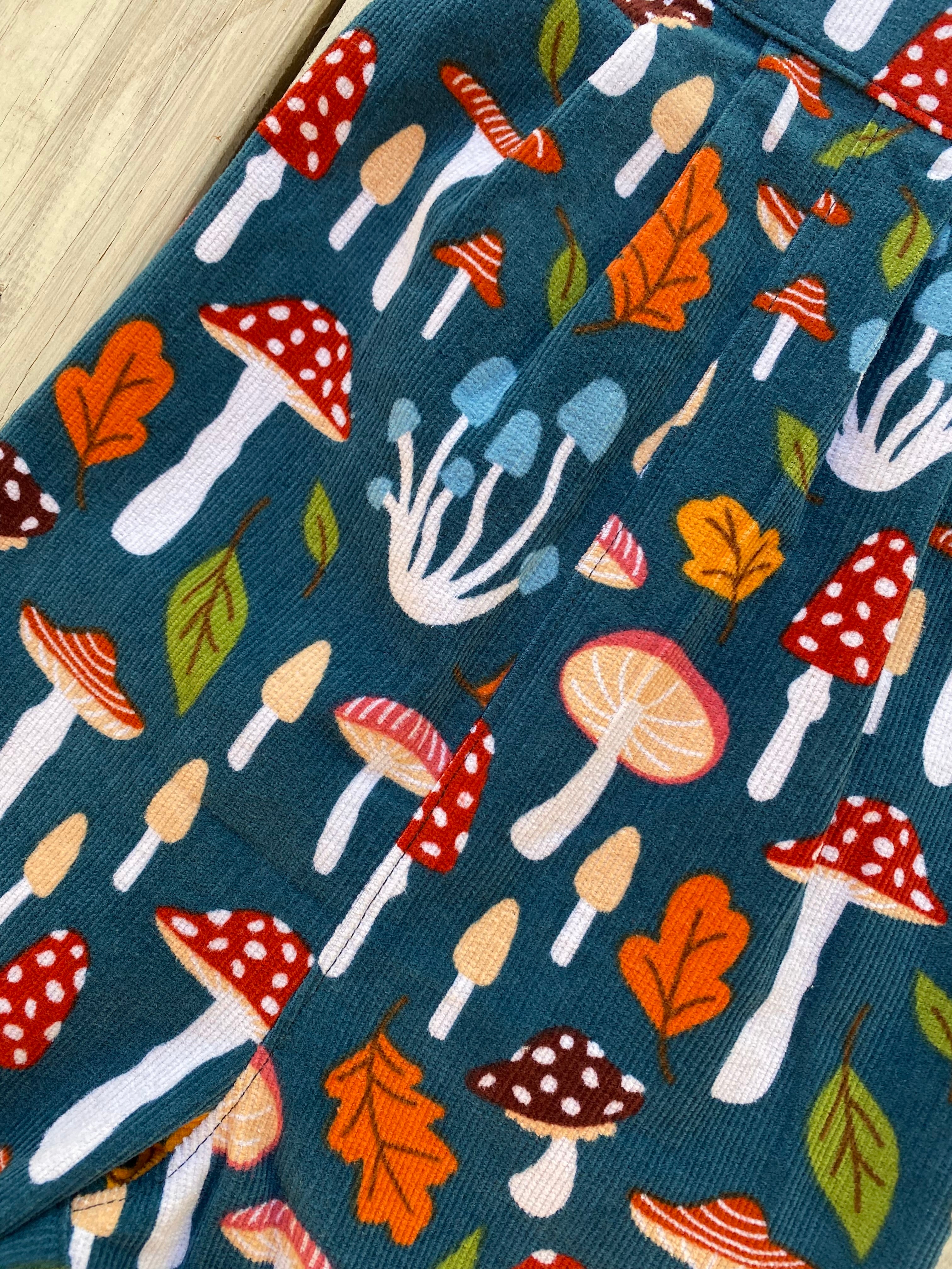 Corduroy Childs overalls large mushroom print in size 0