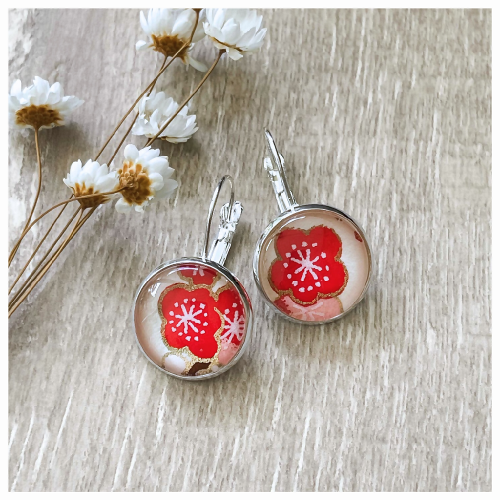 Red earrings • Cherry blossom earrings