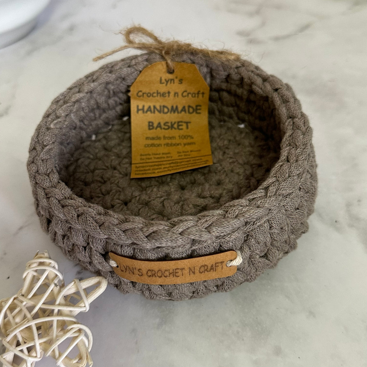 Trinket size Beige Crochet Basket