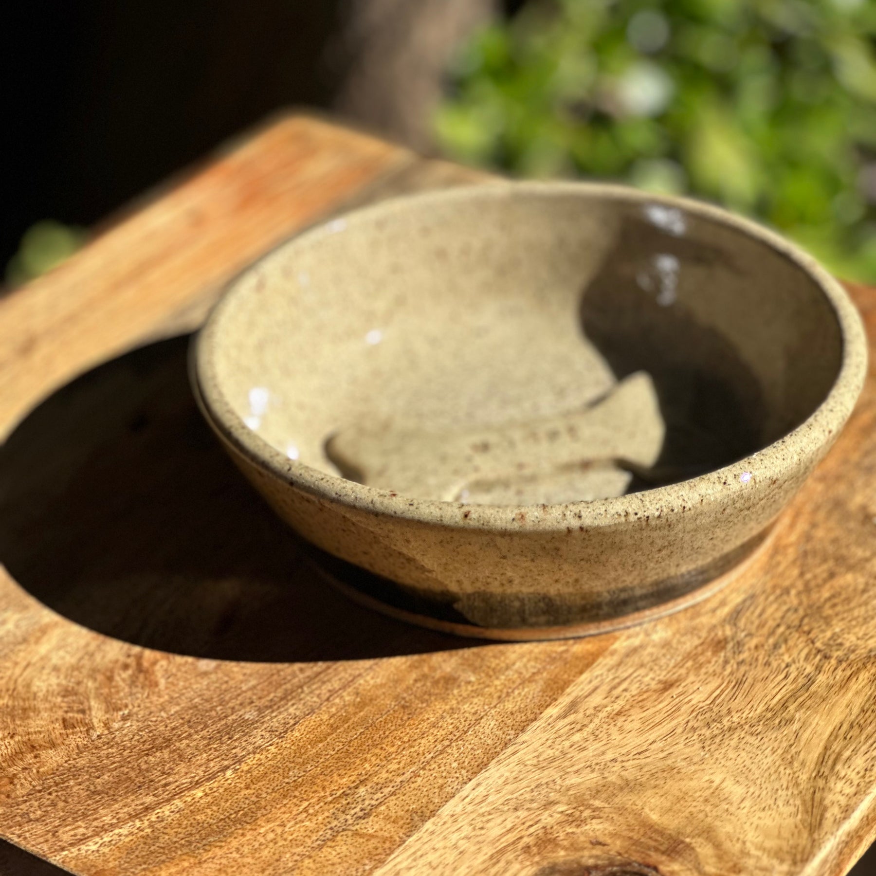 Ceramic Big Dog Bowl - Woof Bone - Clear Speckled